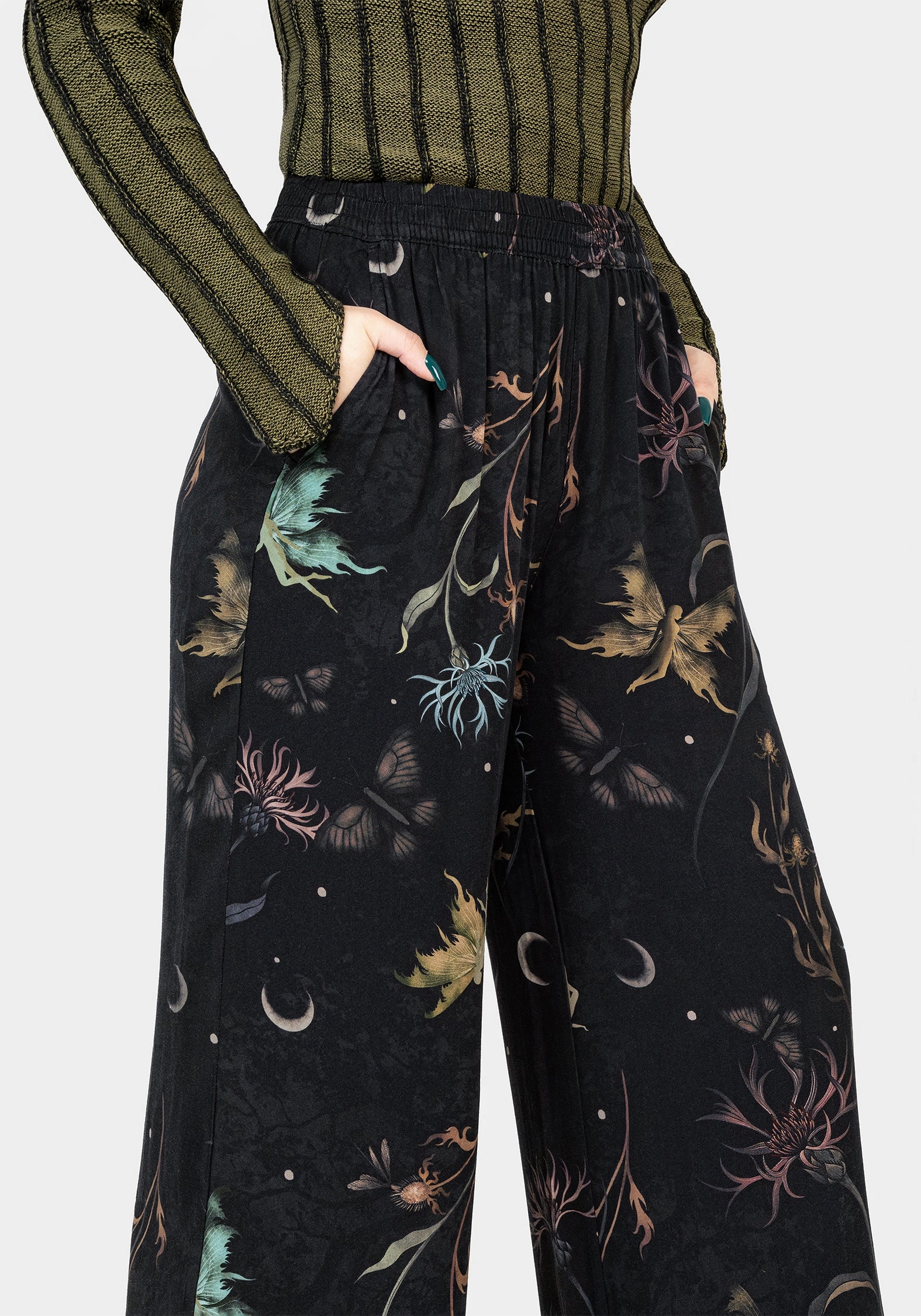 Rosanella Floral Print Straight Leg Trousers Soft Structure