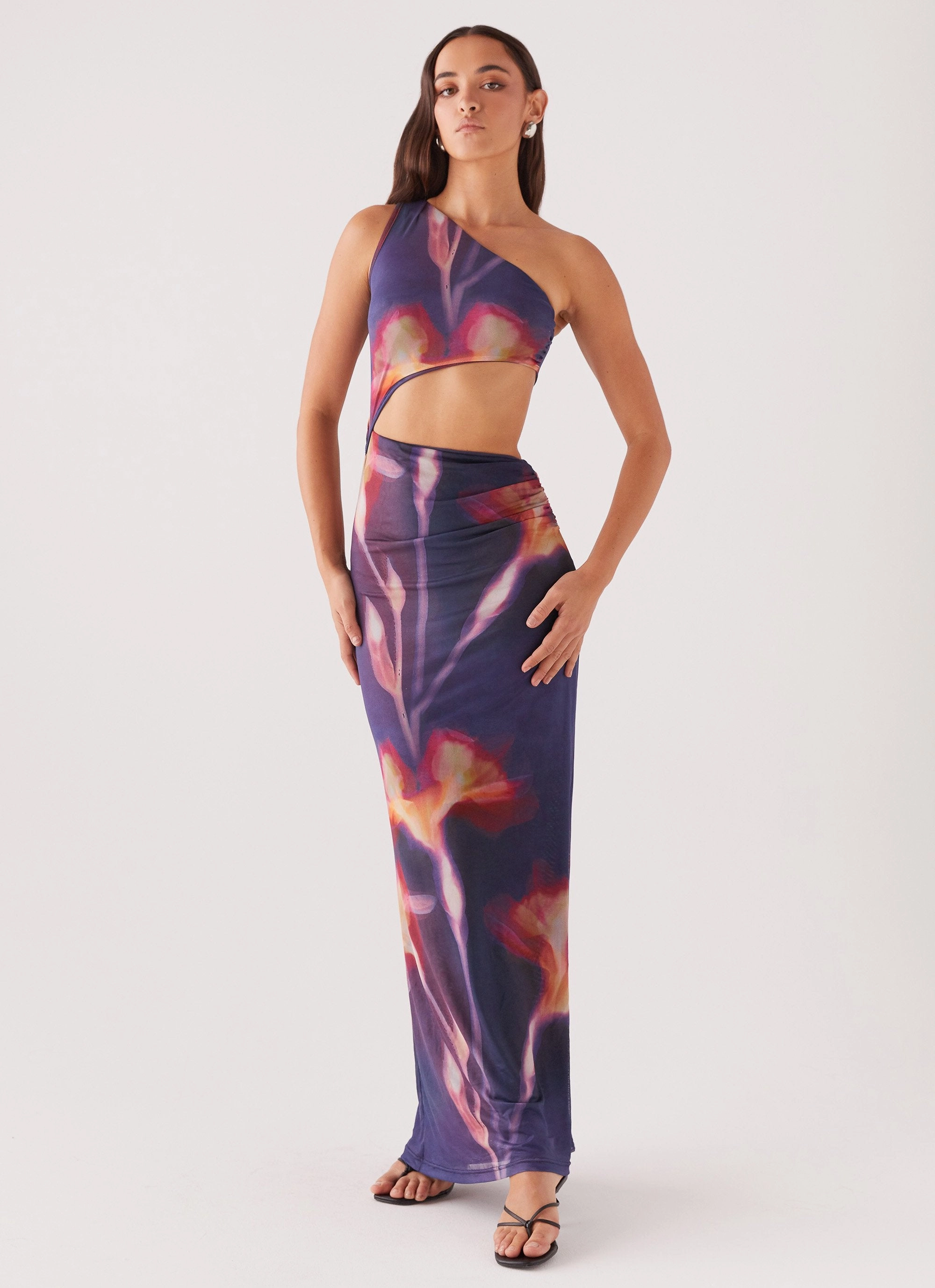 Wrinkle-Free-Finish Shadows In The Sun Mesh Maxi Dress - Ember Rose