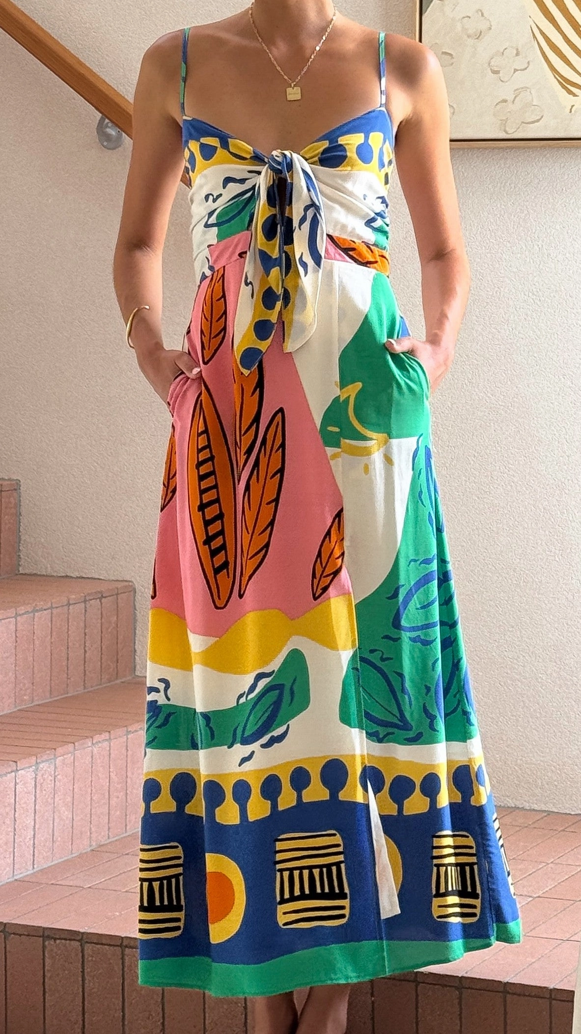 Chill Mode Satin Finish Shahar Maxi Dress - Green Print