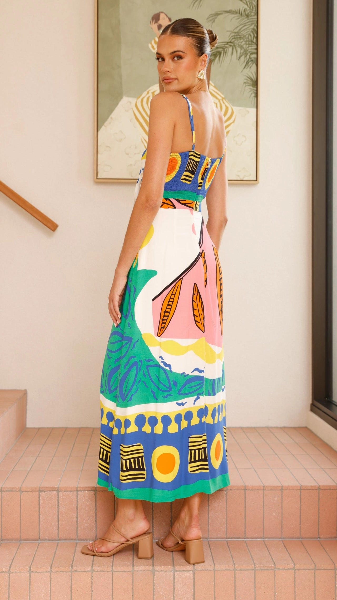 Basic Fashion Shahar Maxi Dress - Green Print