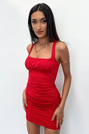 Casual event dress Noble Glow Autum Dress - Red