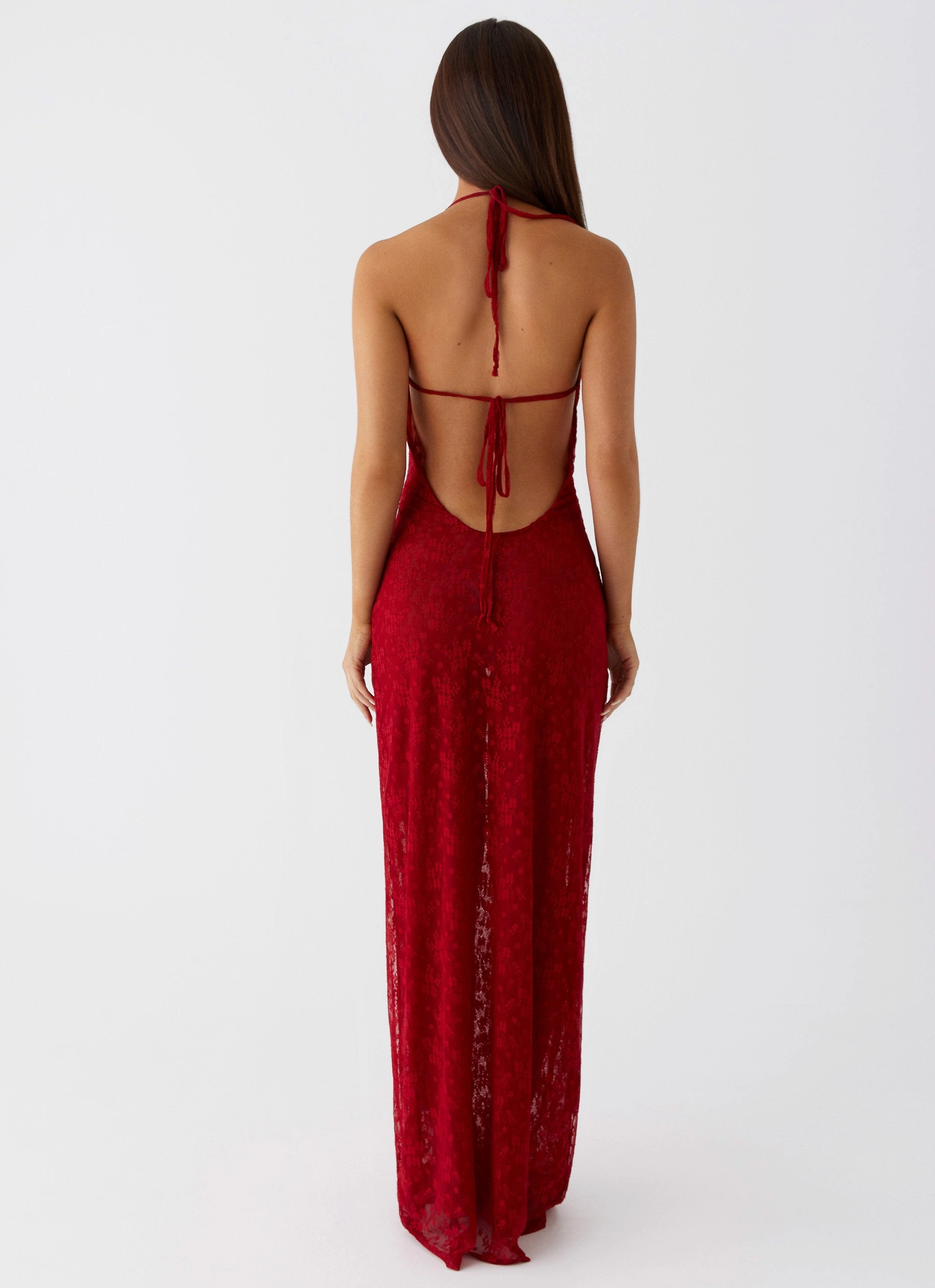 Champagne Coastline Maxi Dress - Dark Red Color Soft