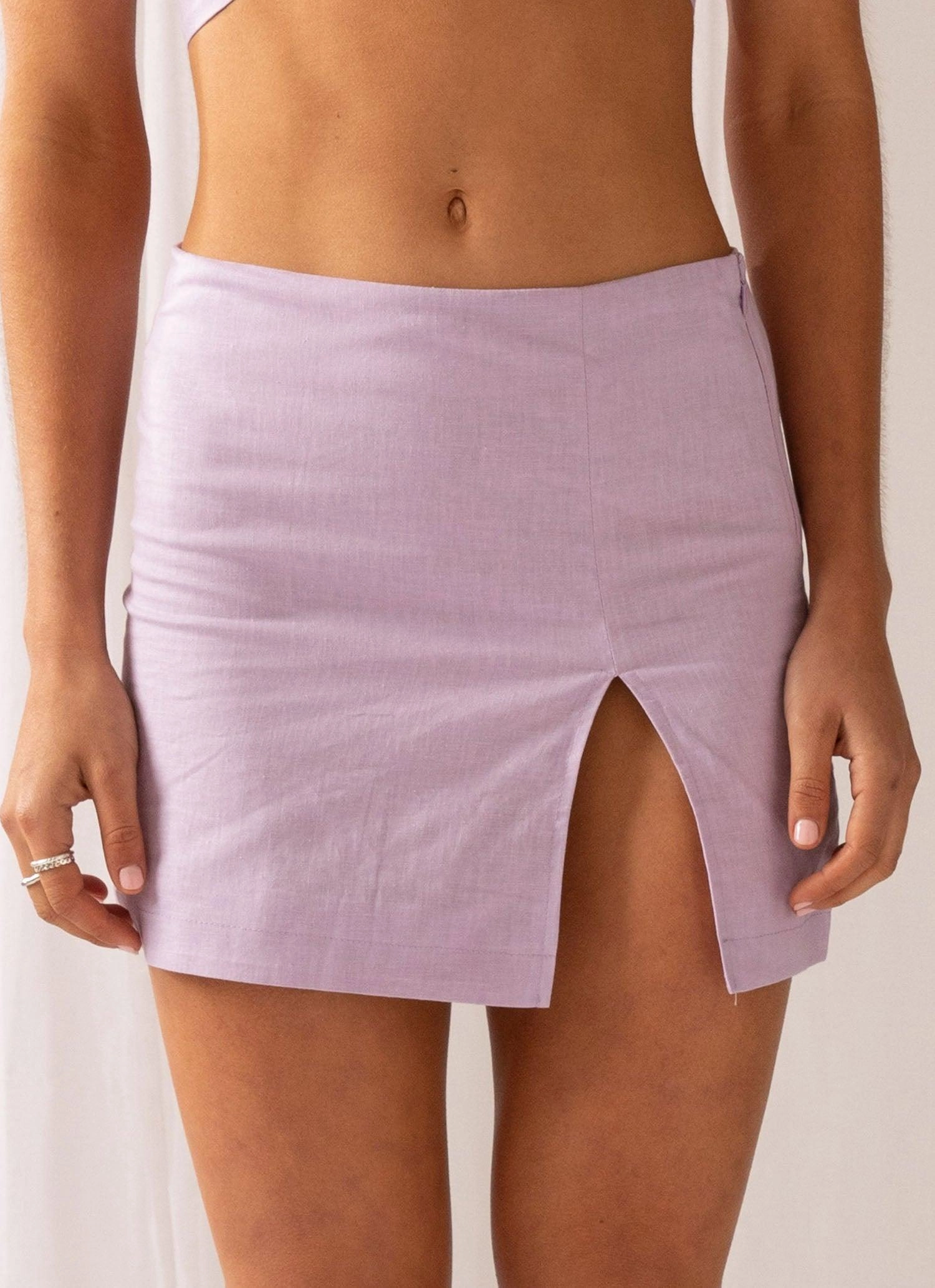 Double Layered Design Twist Front Design Stay Focused Skirt - Lilac Love