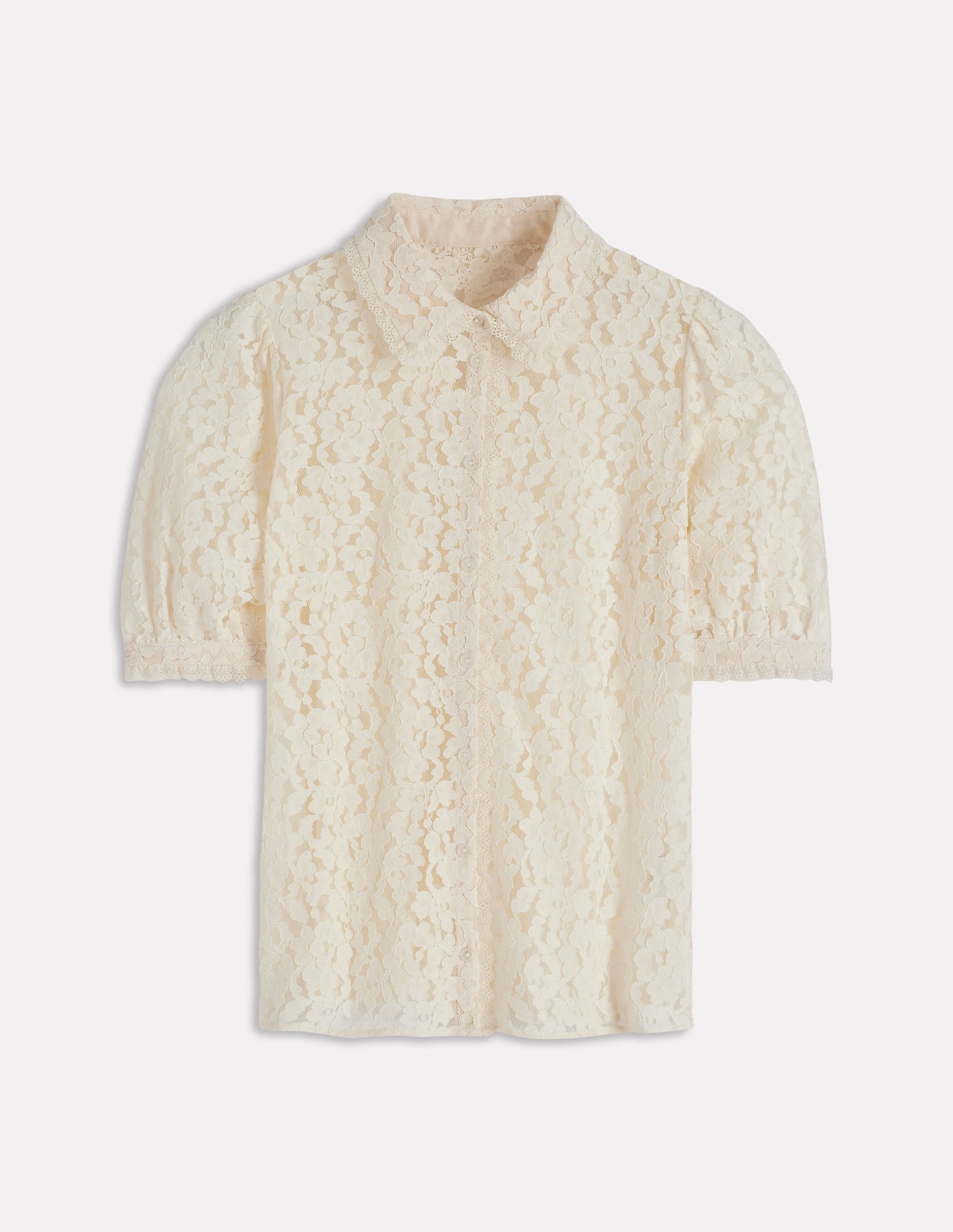 Short Sleeve Lace Blouse-Ivory Elegant Cardigan