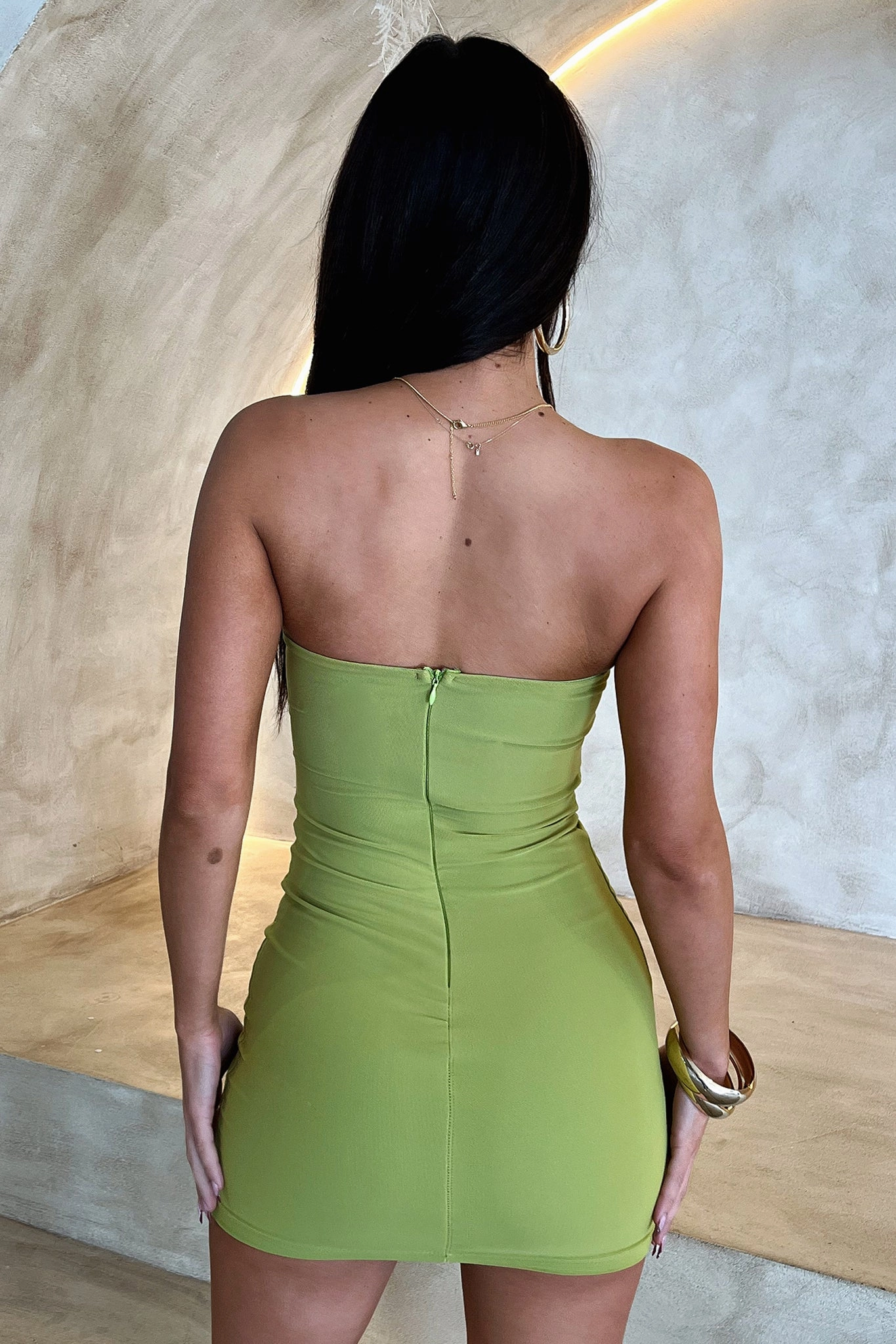Button Accent Timeless Fit Look Shyra Dress - Green