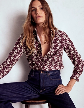 Anti Static Fabric Sienna Cord Shirt-Dark Cherry, Swooping Swallow