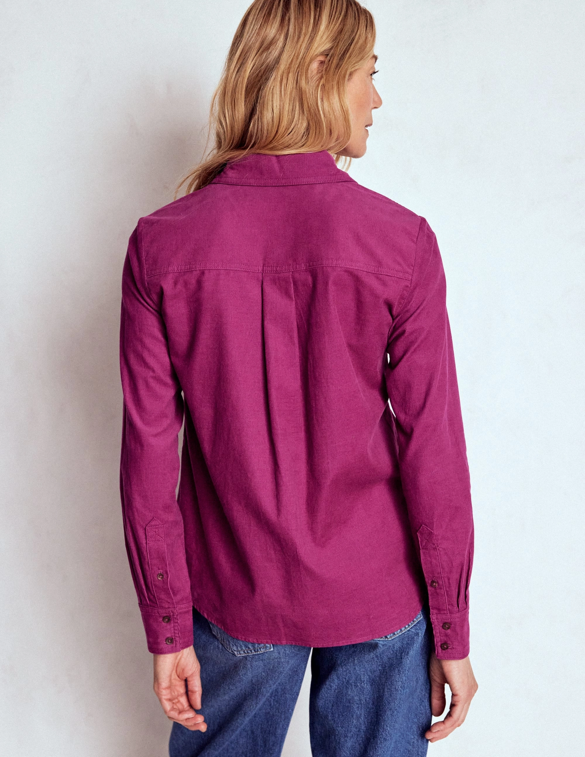 TumbleDryFriendlyMaterial NaturalFiberBlend Sienna Cord Shirt-Rich Magenta