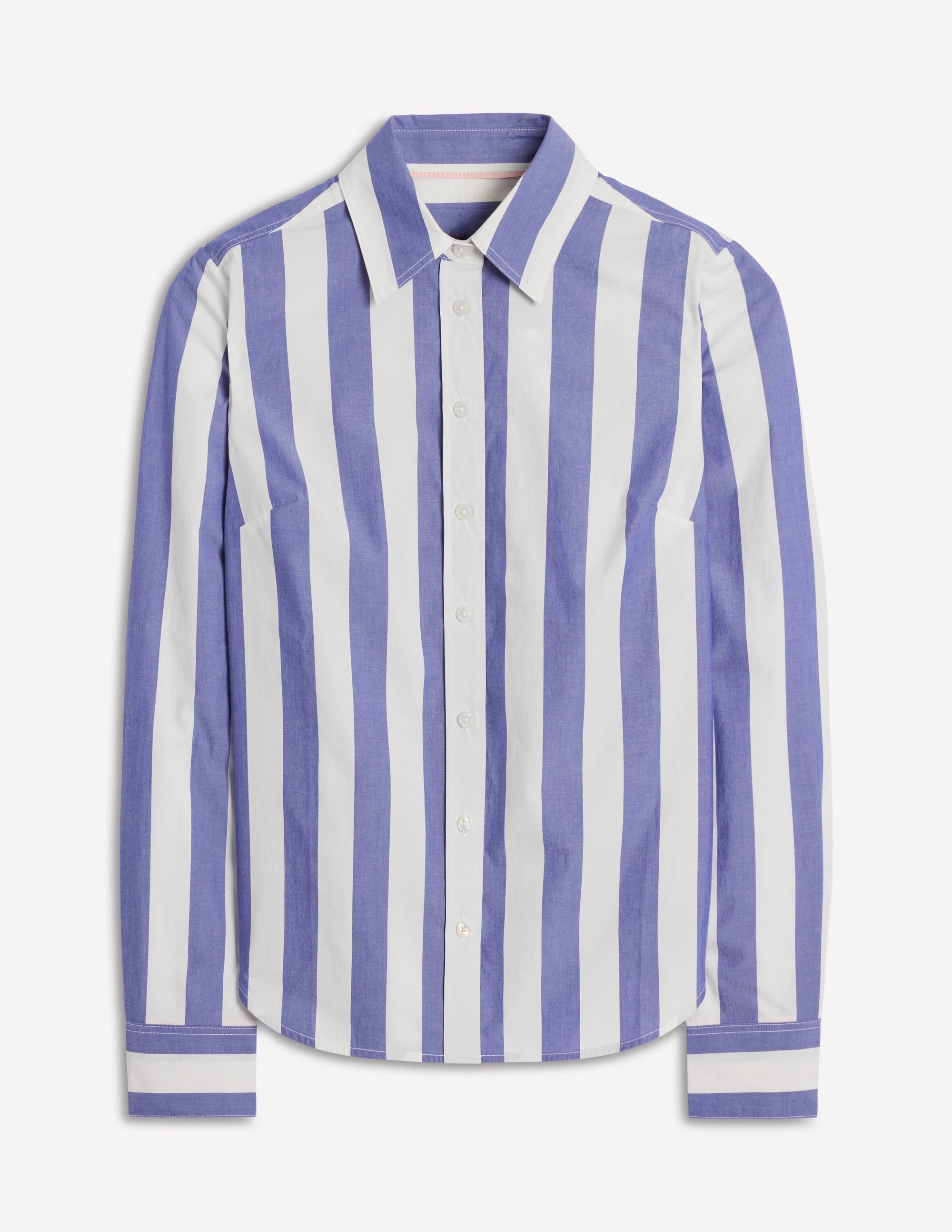 Active Layer Casual Hangout Sienna Cotton Shirt-Bright Blue and Ivory Stripe