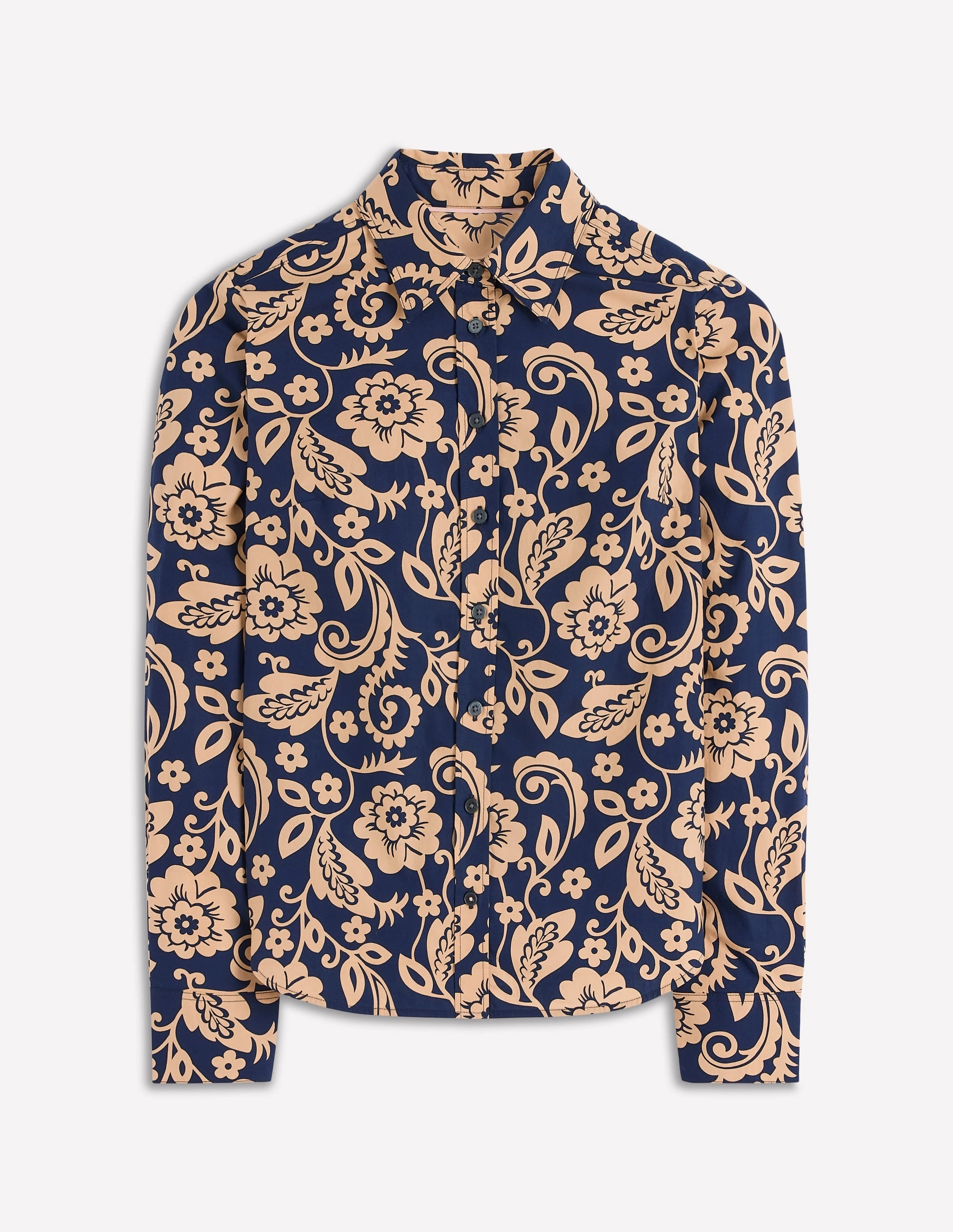 Workwear Option Soft touch finish Sienna Cotton Shirt-French Navy, Ornate Flora
