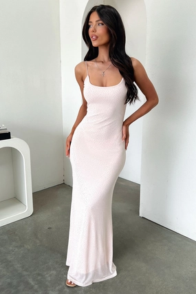 Sleek Drape Nalani Embellished Maxi Dress - Baby Pink