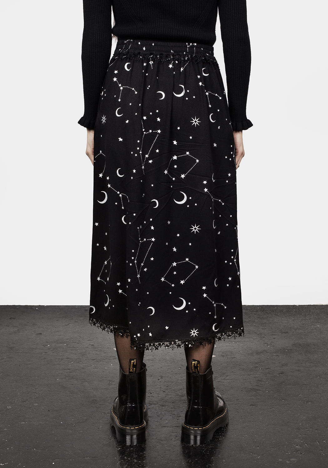 Organic Cotton Silver Celestial Print Double Split Skirt