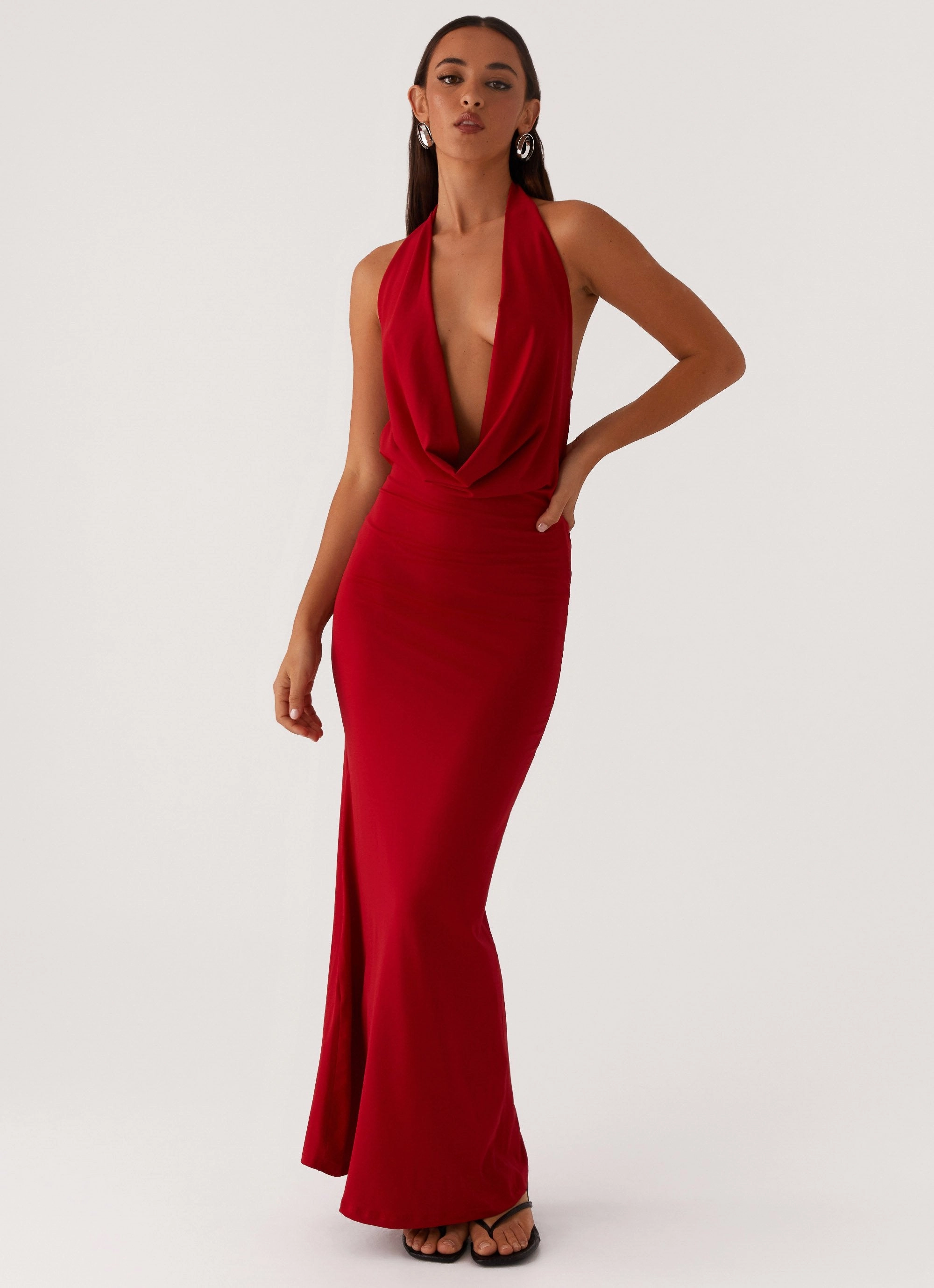 Modern Texture Everyday Use Dedicated Maxi Dress - Red