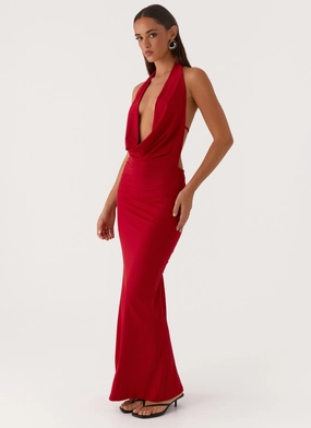 Minimalist Style Dedicated Maxi Dress - Red