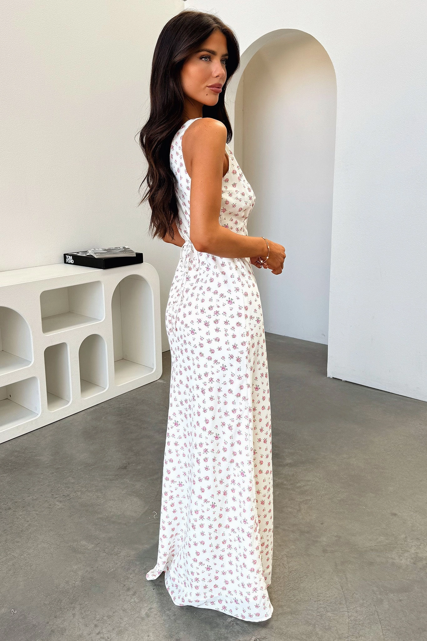 Bright Petal Naf V-Neck Maxi Dress - Rose Floral