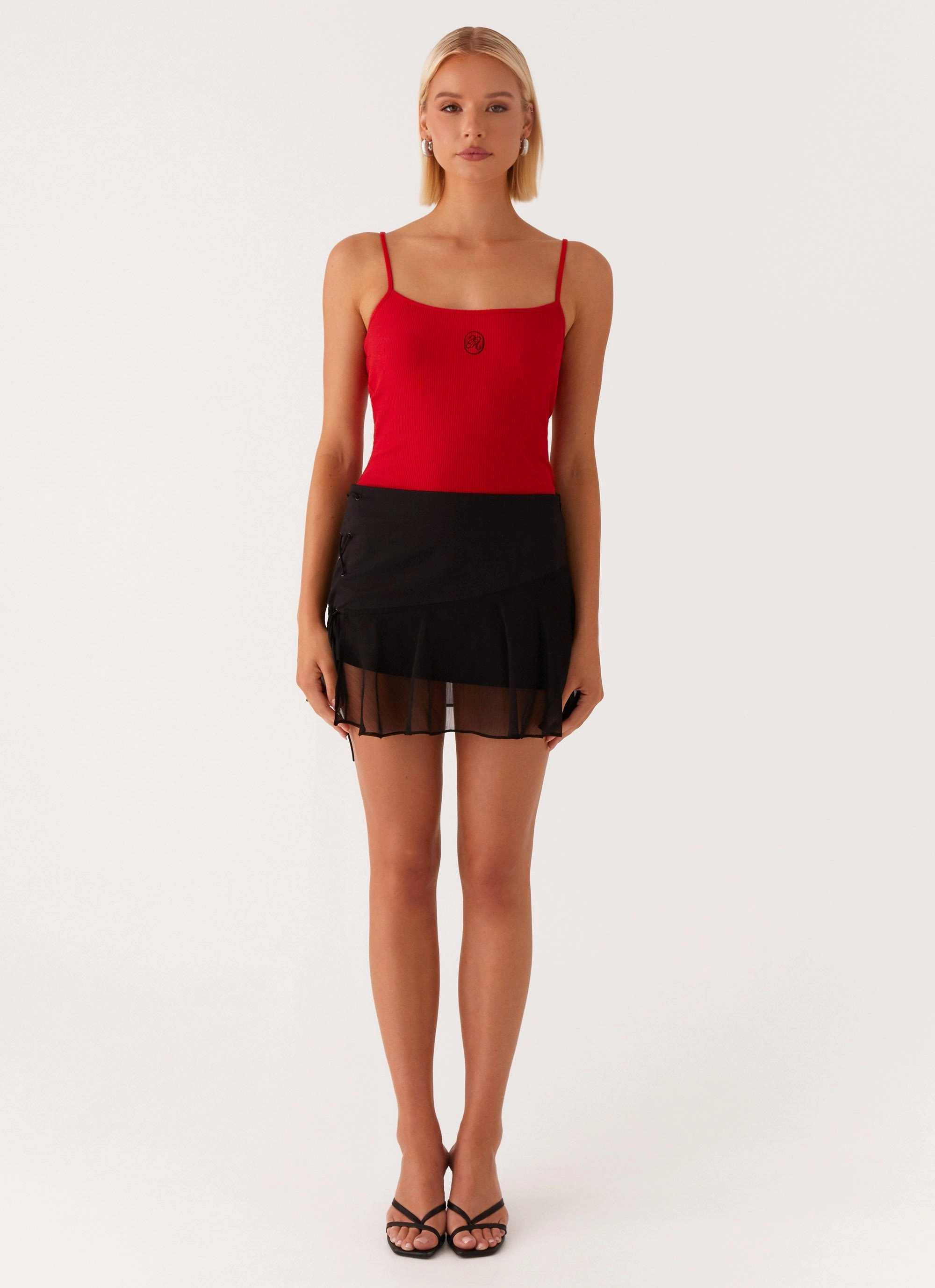 Siobhan Tie Side Mini Skirt - Black Lightweight Fabric