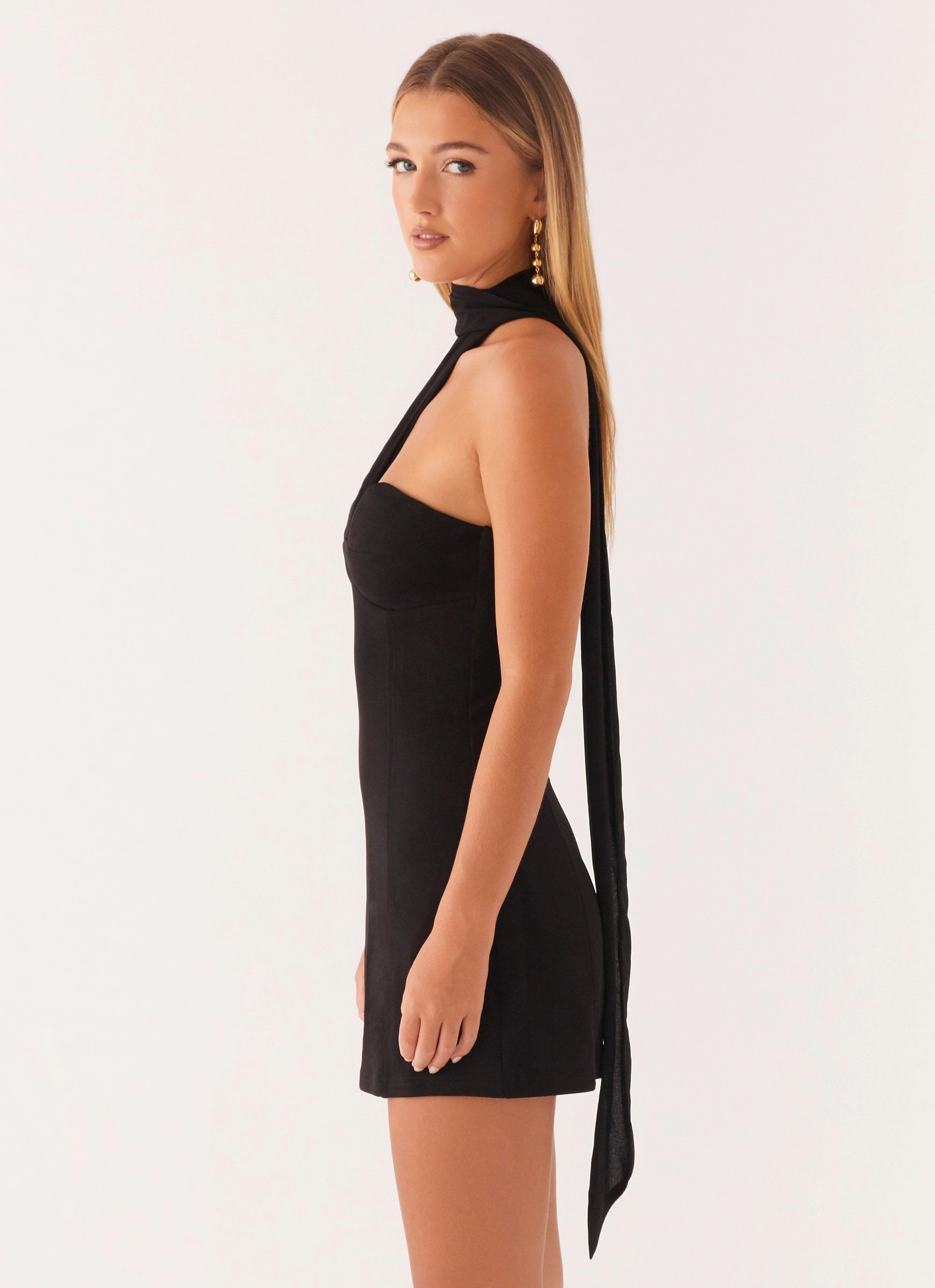 Sirena Mini Dress - Black Sleek Flex
