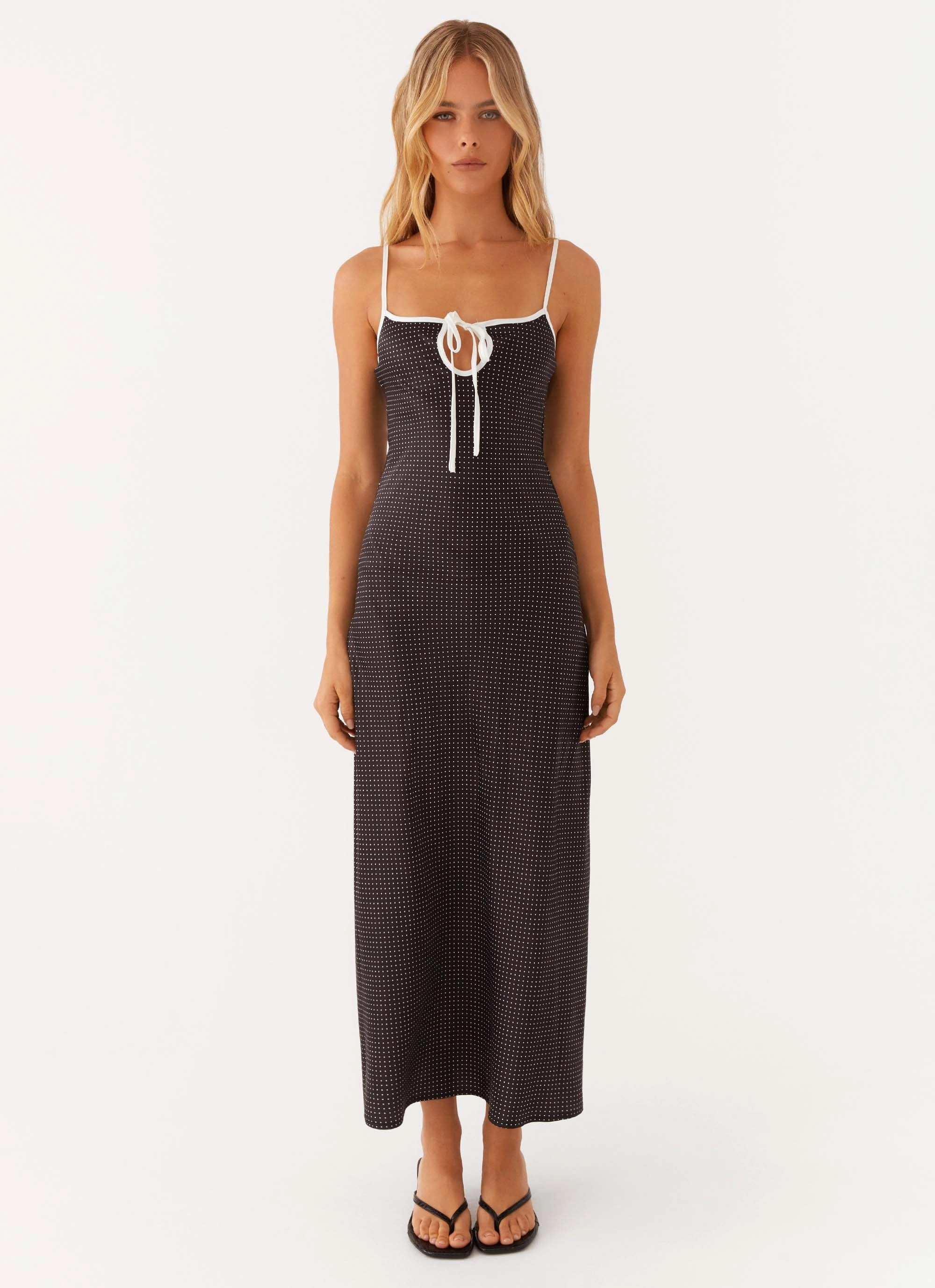 Sistine Midi Dress - Black Polkadot WaterRepellentCoating