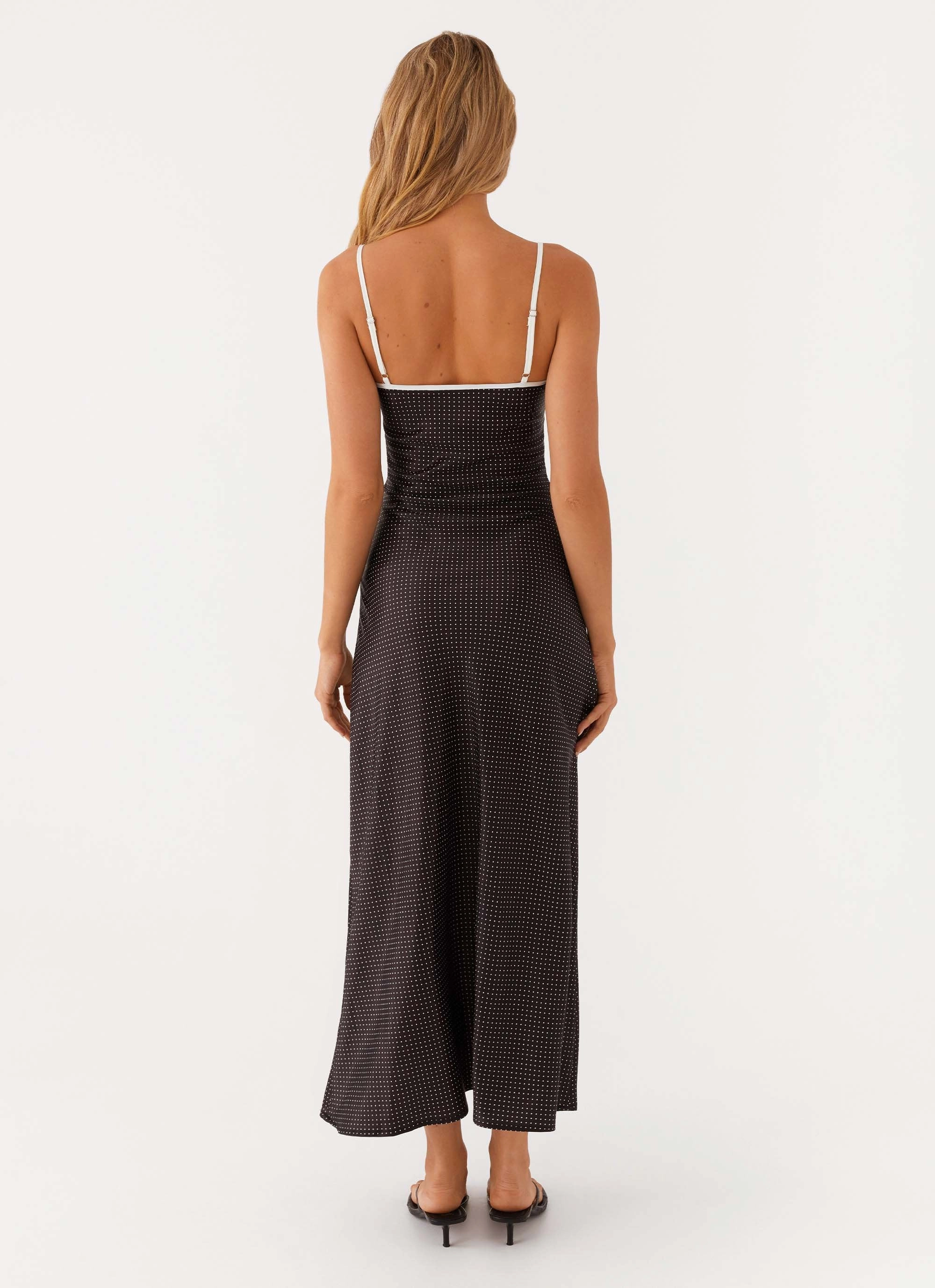 Maximalist-Trend Sistine Midi Dress - Black Polkadot
