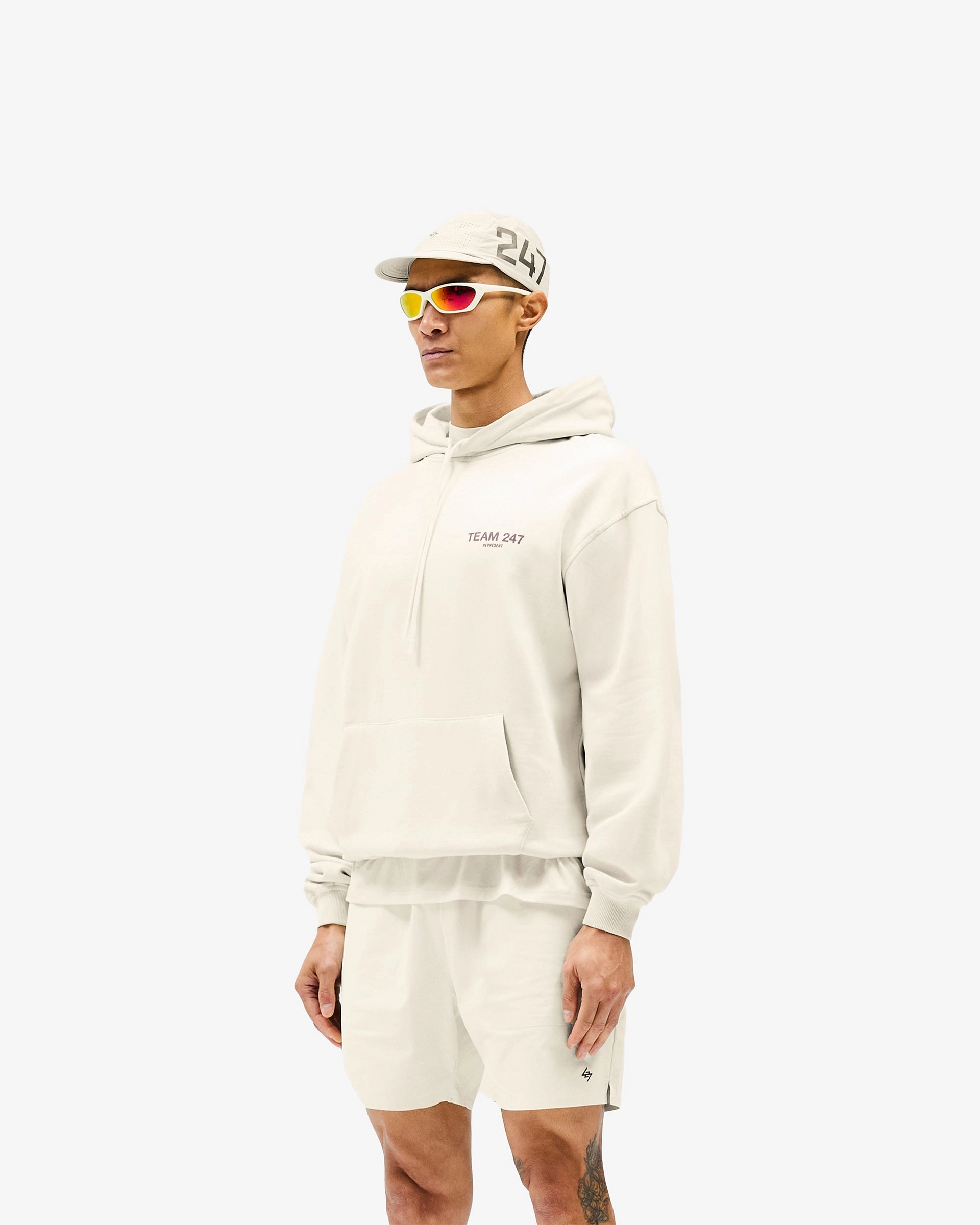 upcycled design Team 247 Oversized Hoodie - Cream