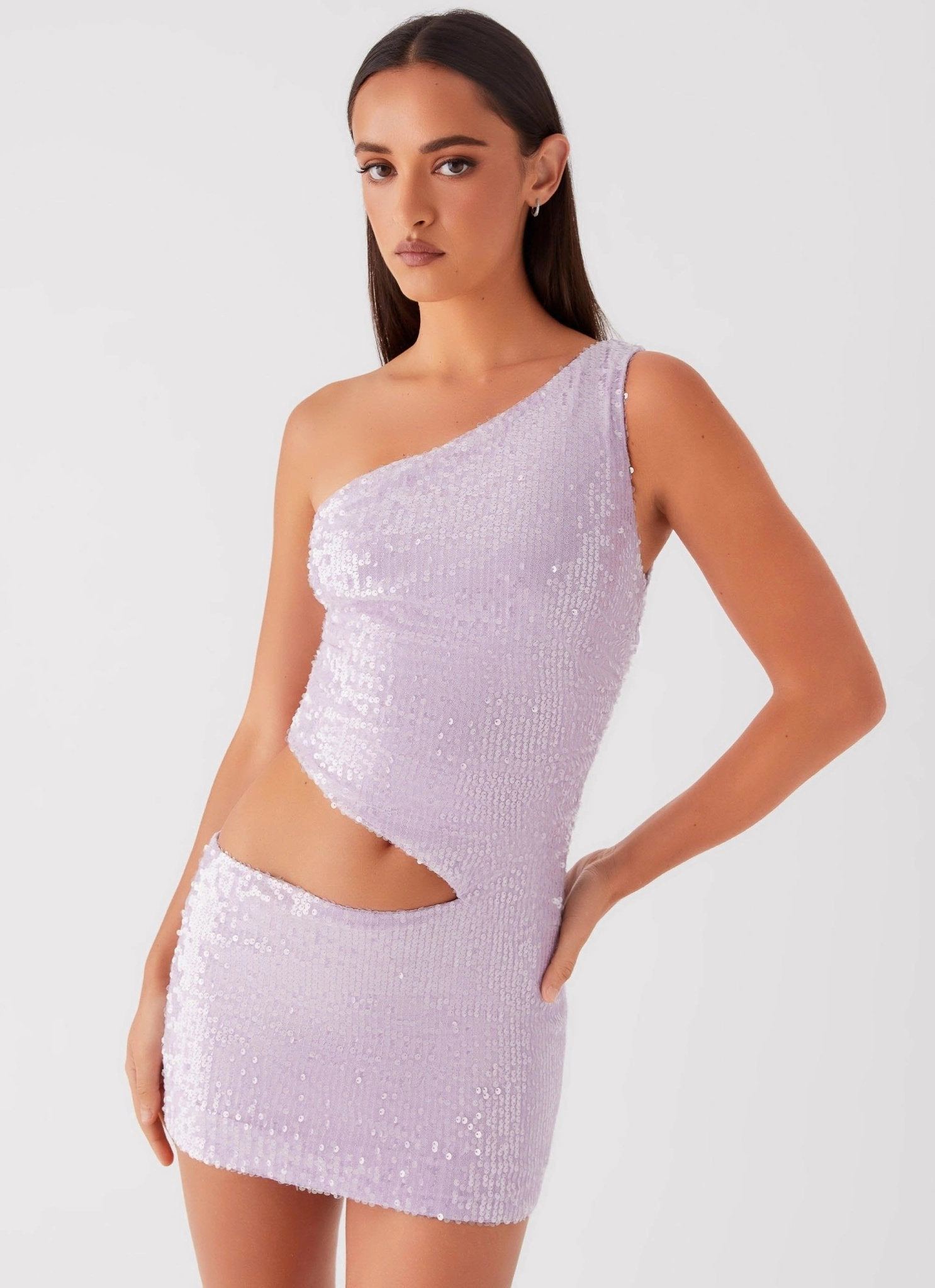 Alannah Sequin Mini Dress - Lilac Neat Finish