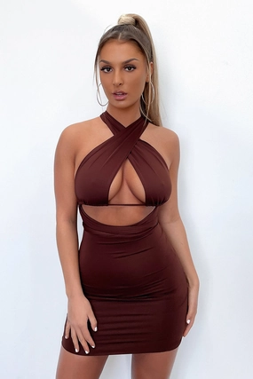 Skyler Dress - Brown Travel piece