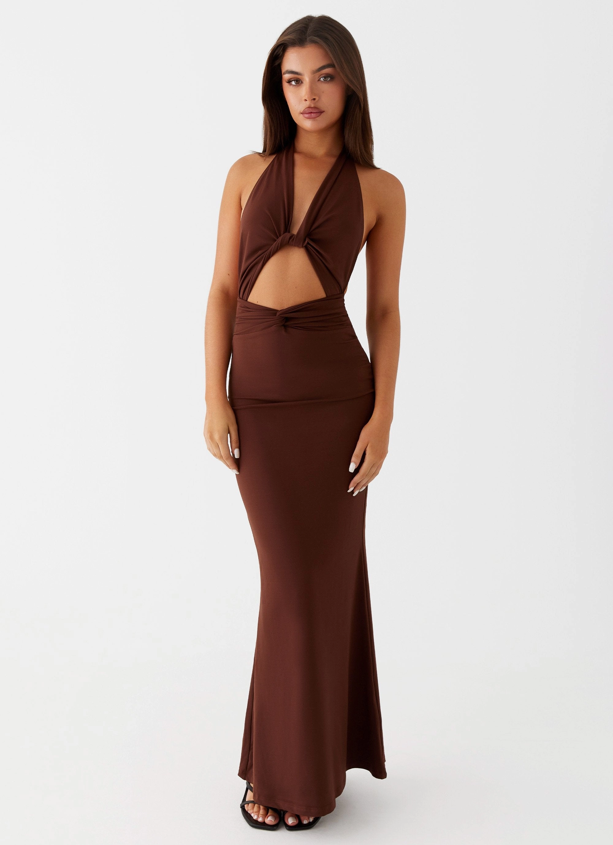 Inner Smile Casual Comfort Carolina Twist Maxi Dress - Chocolate