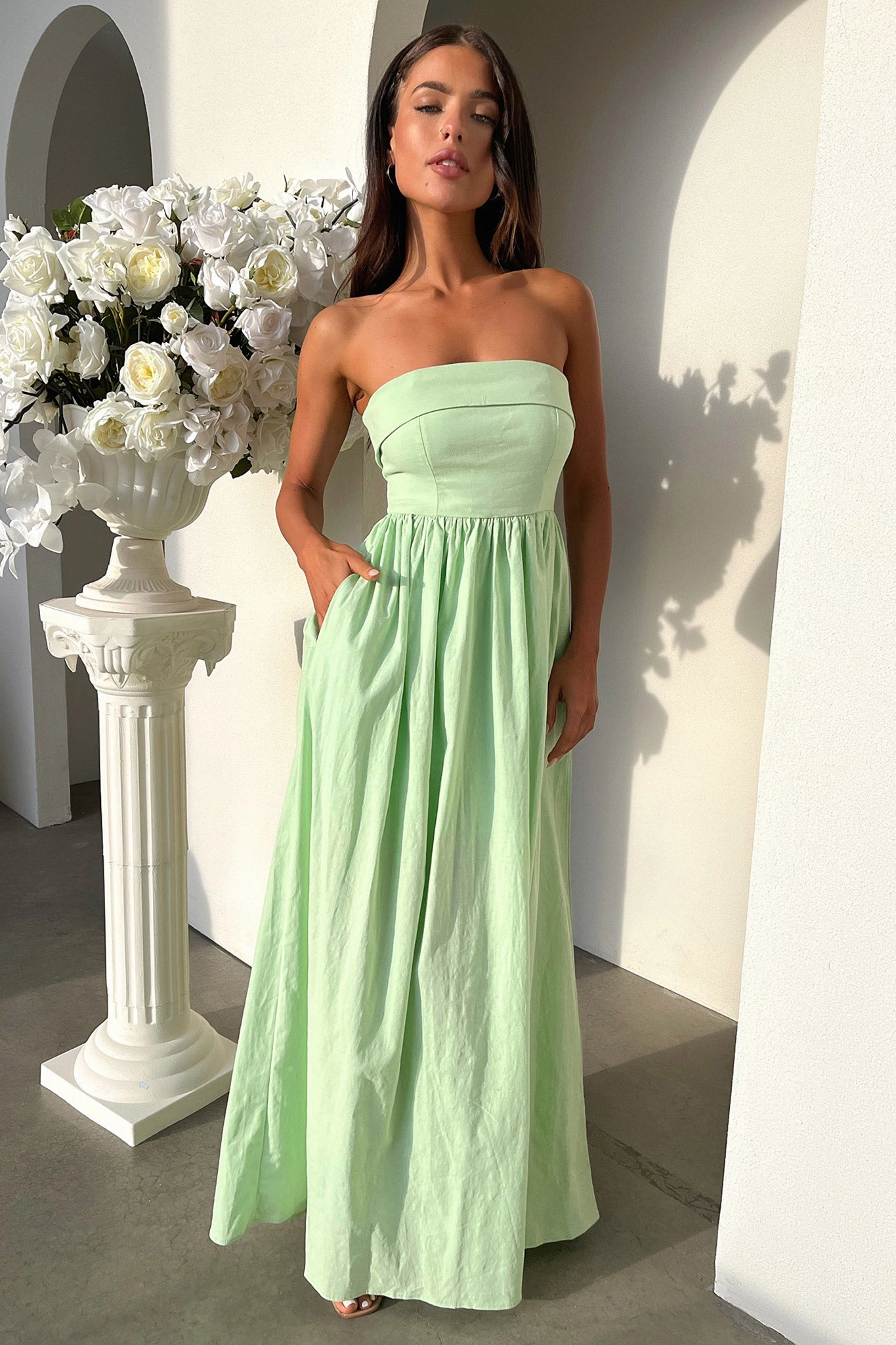 Cornell Maxi Dress - Sage Vintage-Inspired Soft and Stylish