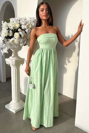 Cornell Maxi Dress - Sage Korean Mood Cool Finish