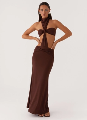 Anti-bacterial Elinor Maxi Dress - Chocolate