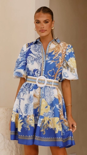 Kalliope Mini Dress - Blue Doll Moment Glow