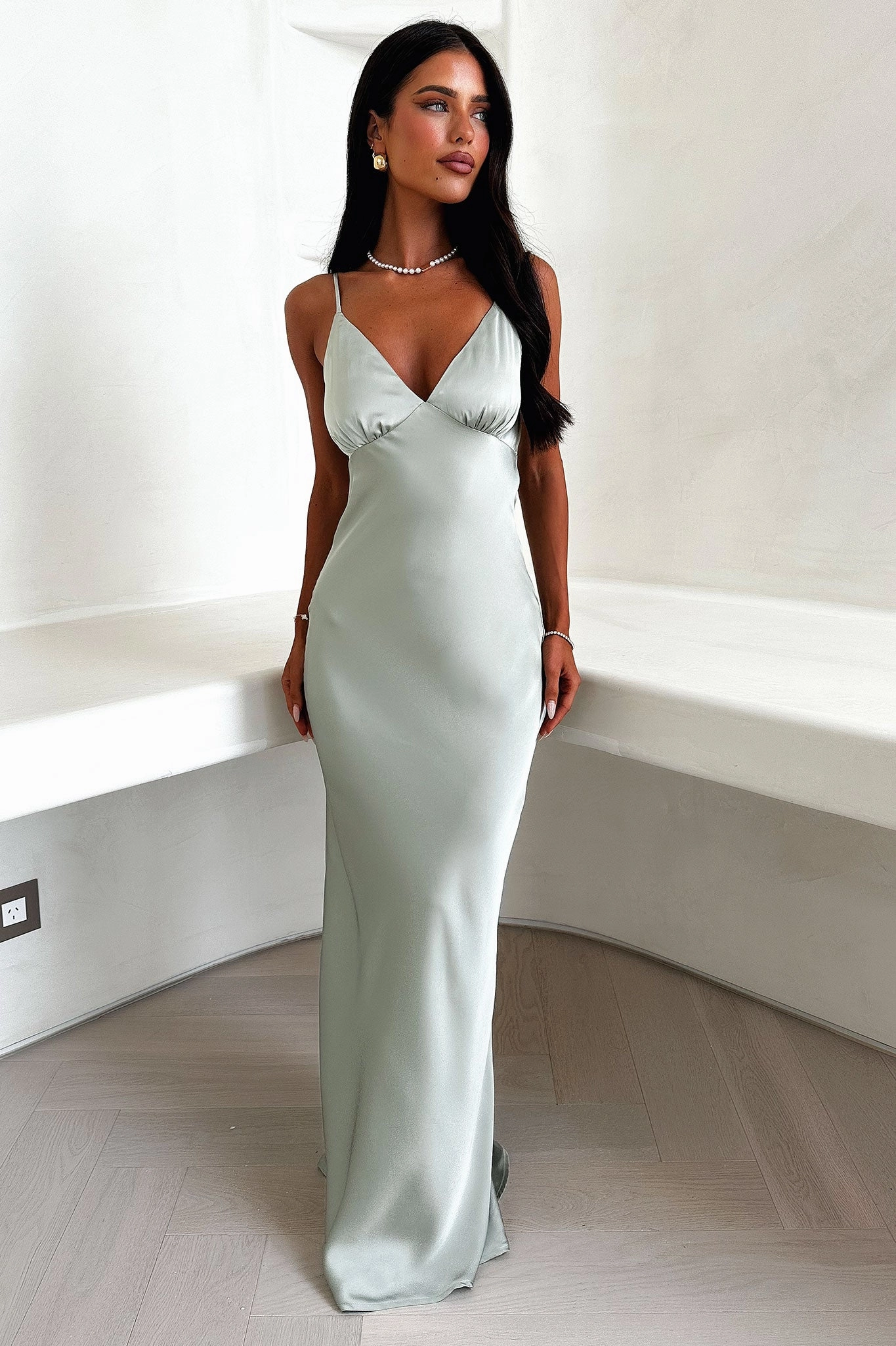 Sabilla Maxi Dress - Sage Beaded-Sleeve Timeless office dress