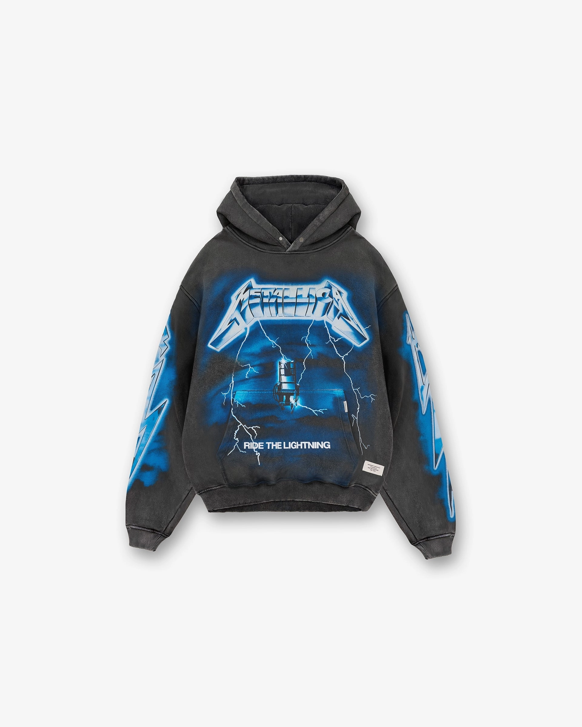 Lace trim Heat Transfer Graphics Represent X Metallica Ride The Lightning Hoodie - Vintage Grey