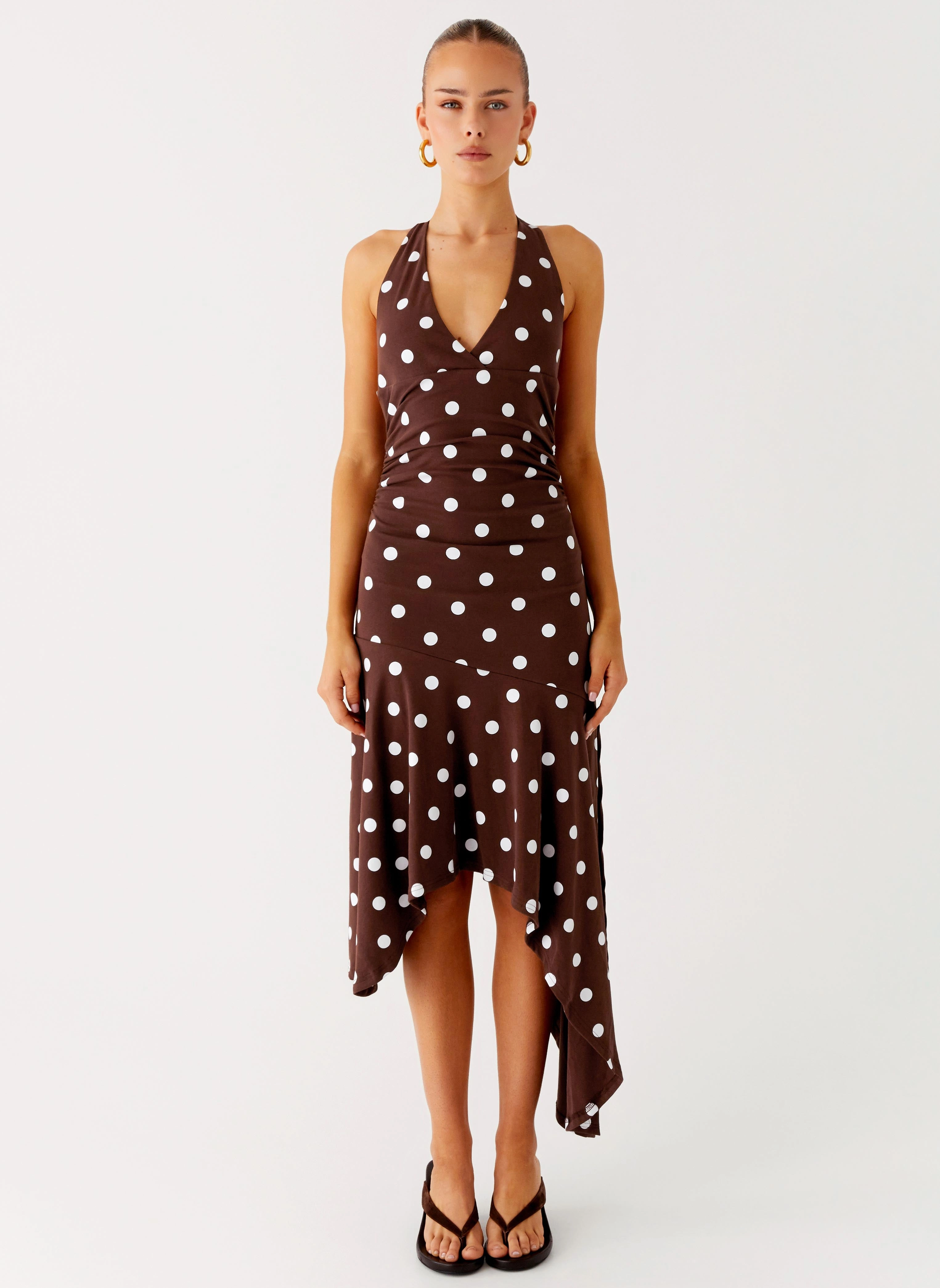 Keylani Halter Midi Dress - Chocolate Noble Aura