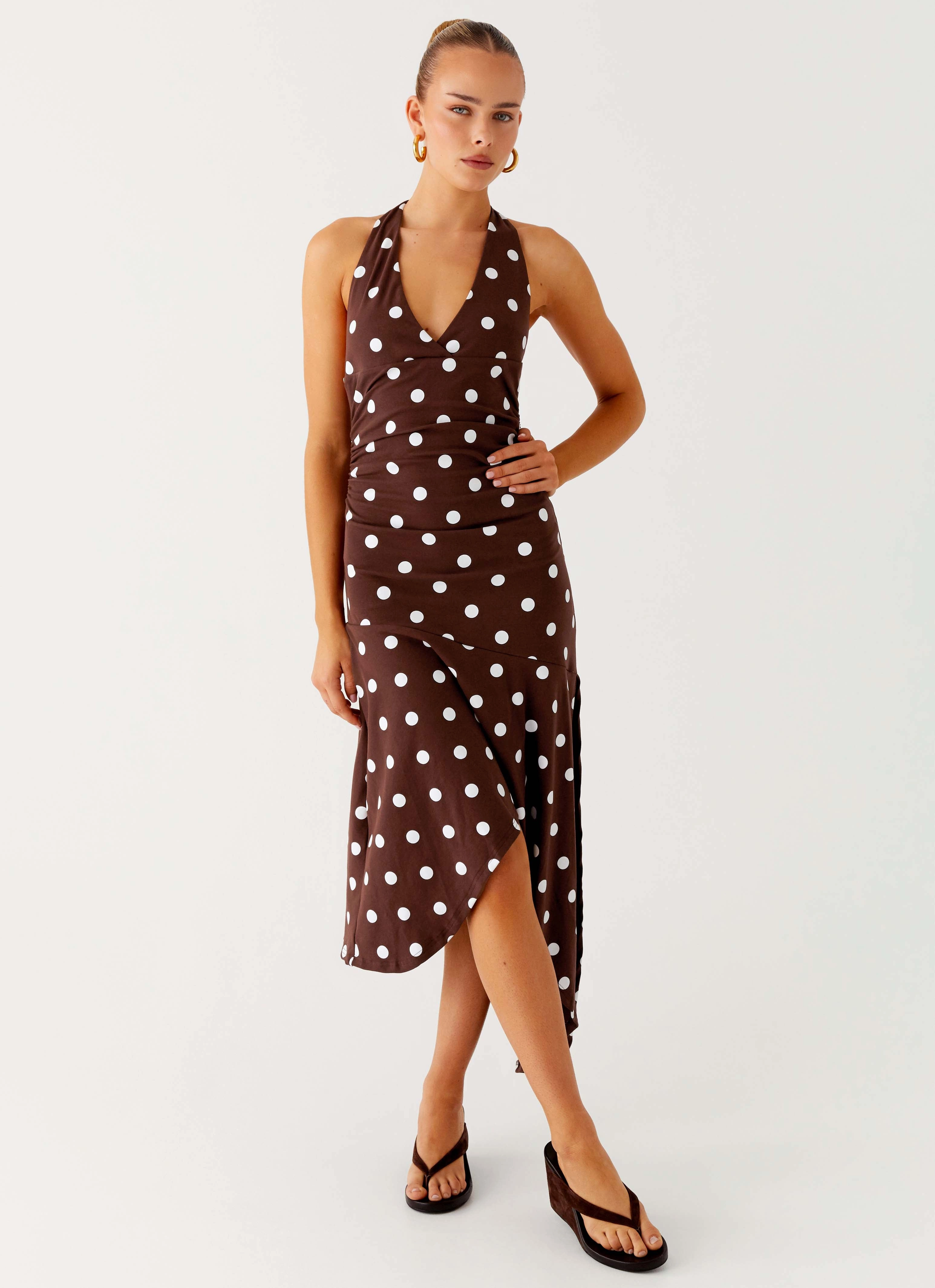 Keylani Halter Midi Dress - Chocolate Quiet Luxury