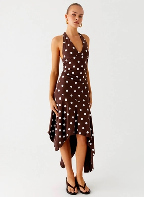 Keylani Halter Midi Dress - Chocolate Perfect Length