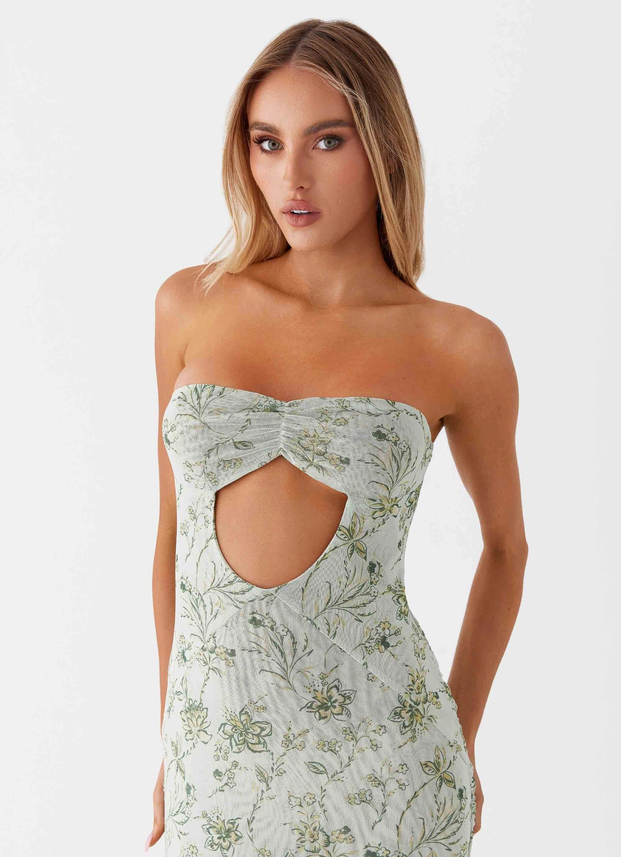 Dearest Maxi Dress - Sage Floral Glam Touch Wrap Charm