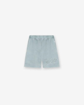 high waisted tall size Rep Applique Shorts - Forest Green