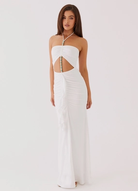 Serina Ruffle Maxi Dress - White Warm Season