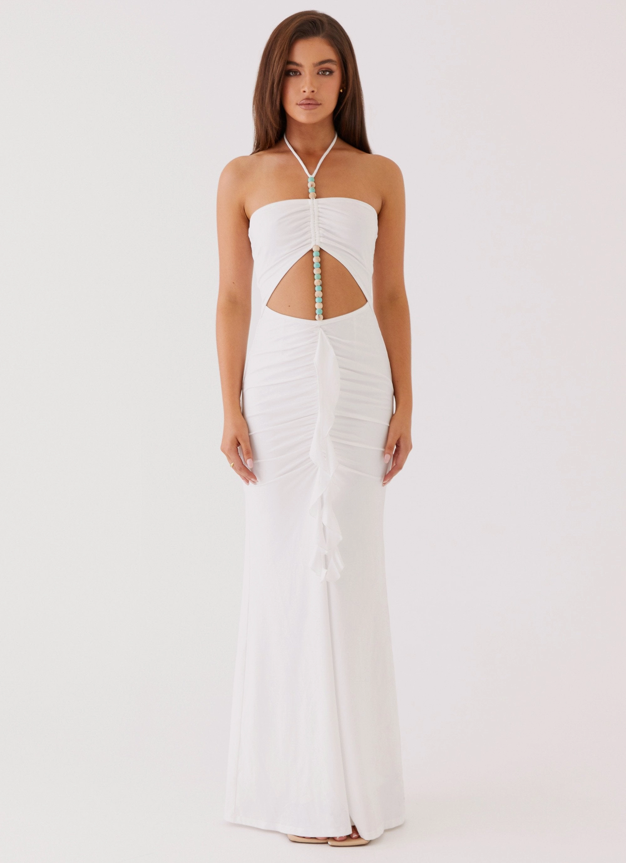 Go To Wear Serina Ruffle Maxi Dress - White