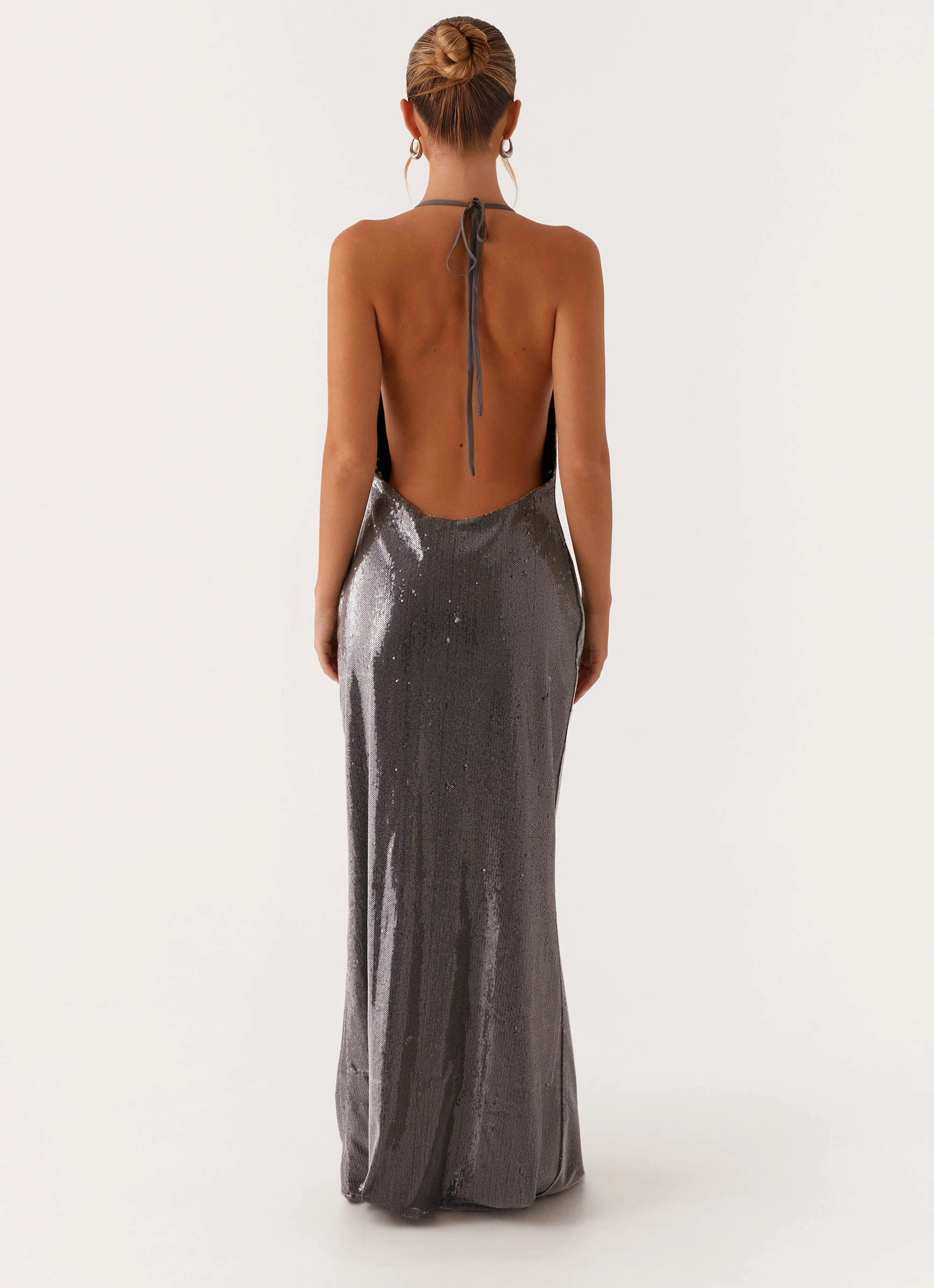 Sleek Love Sequin Maxi Dress - Silver Sequin Elegant Finish