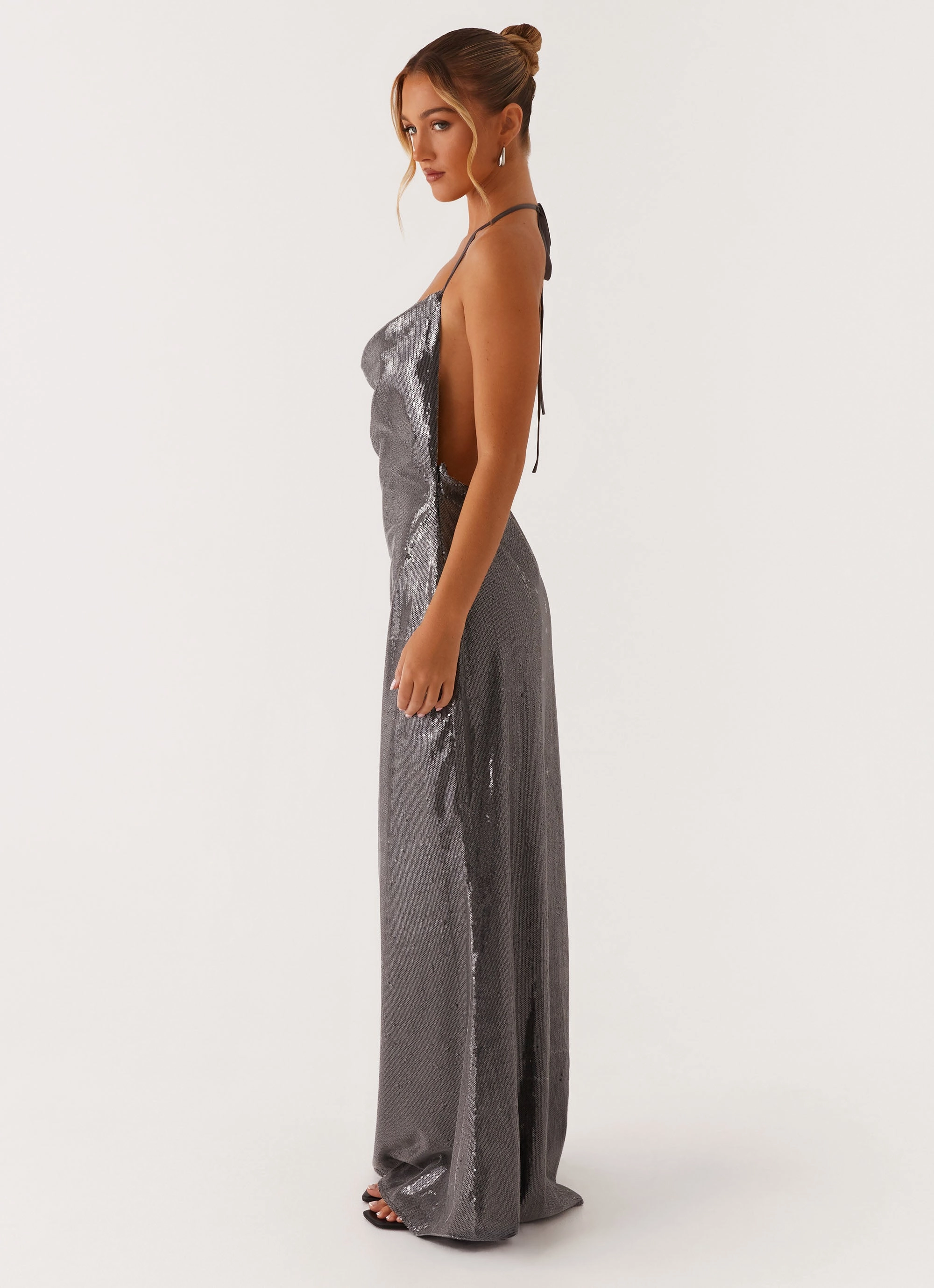 Sleek Love Sequin Maxi Dress - Silver Sequin Travel-friendly