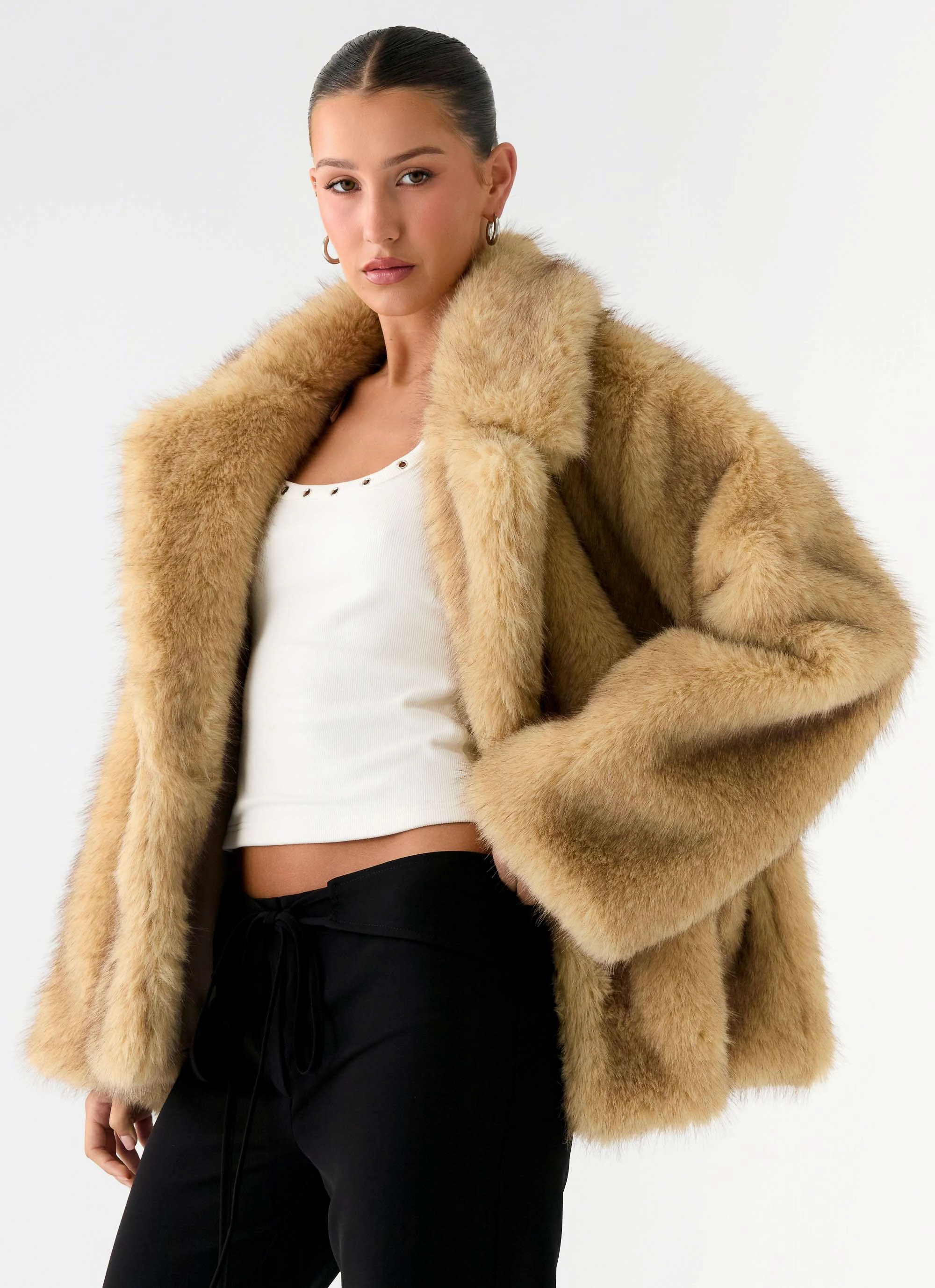 Weatherproof Barrier Milika Fur Coat - Beige