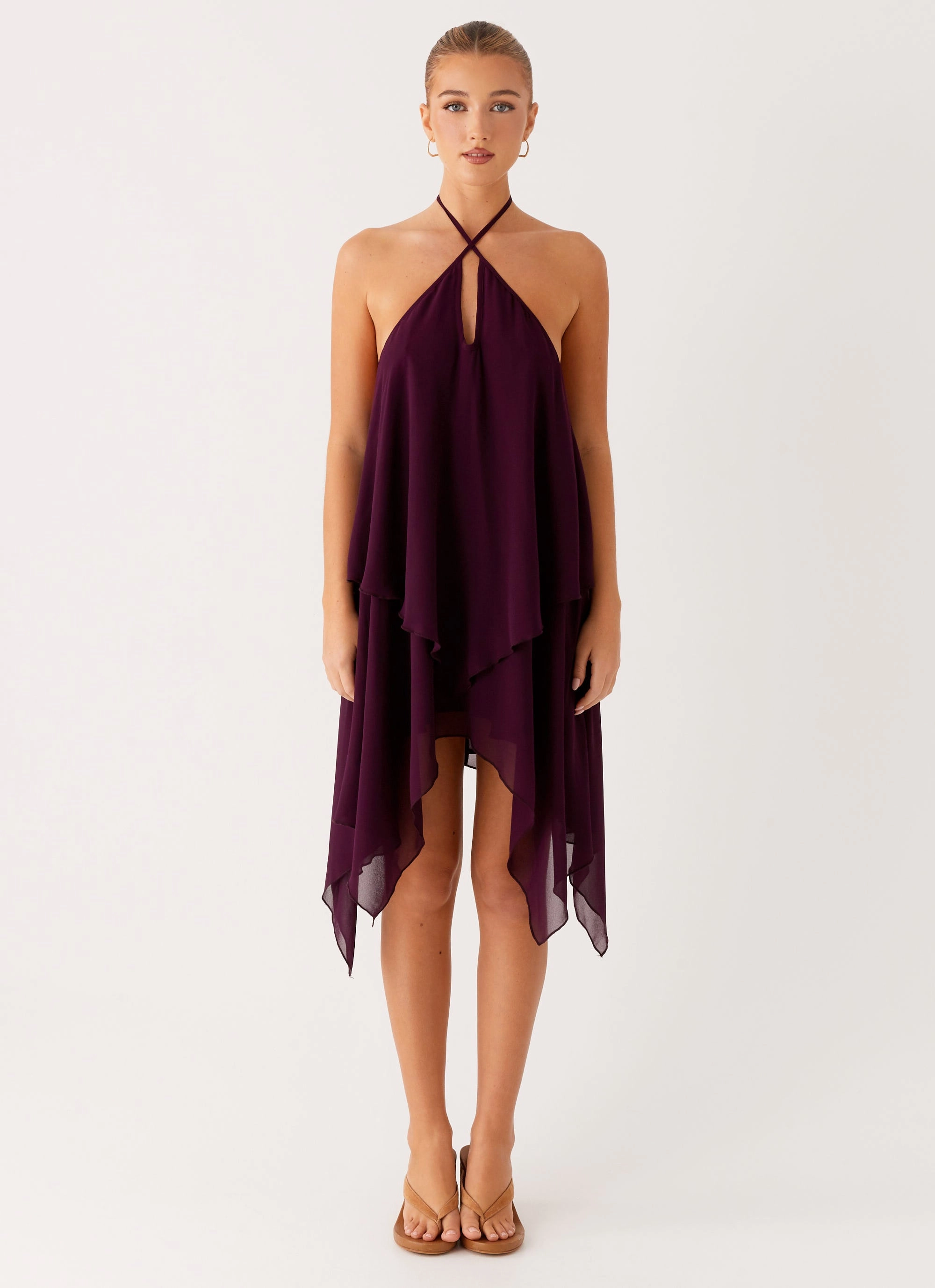ElasticWaistband Dalenti Midi Dress - Plum