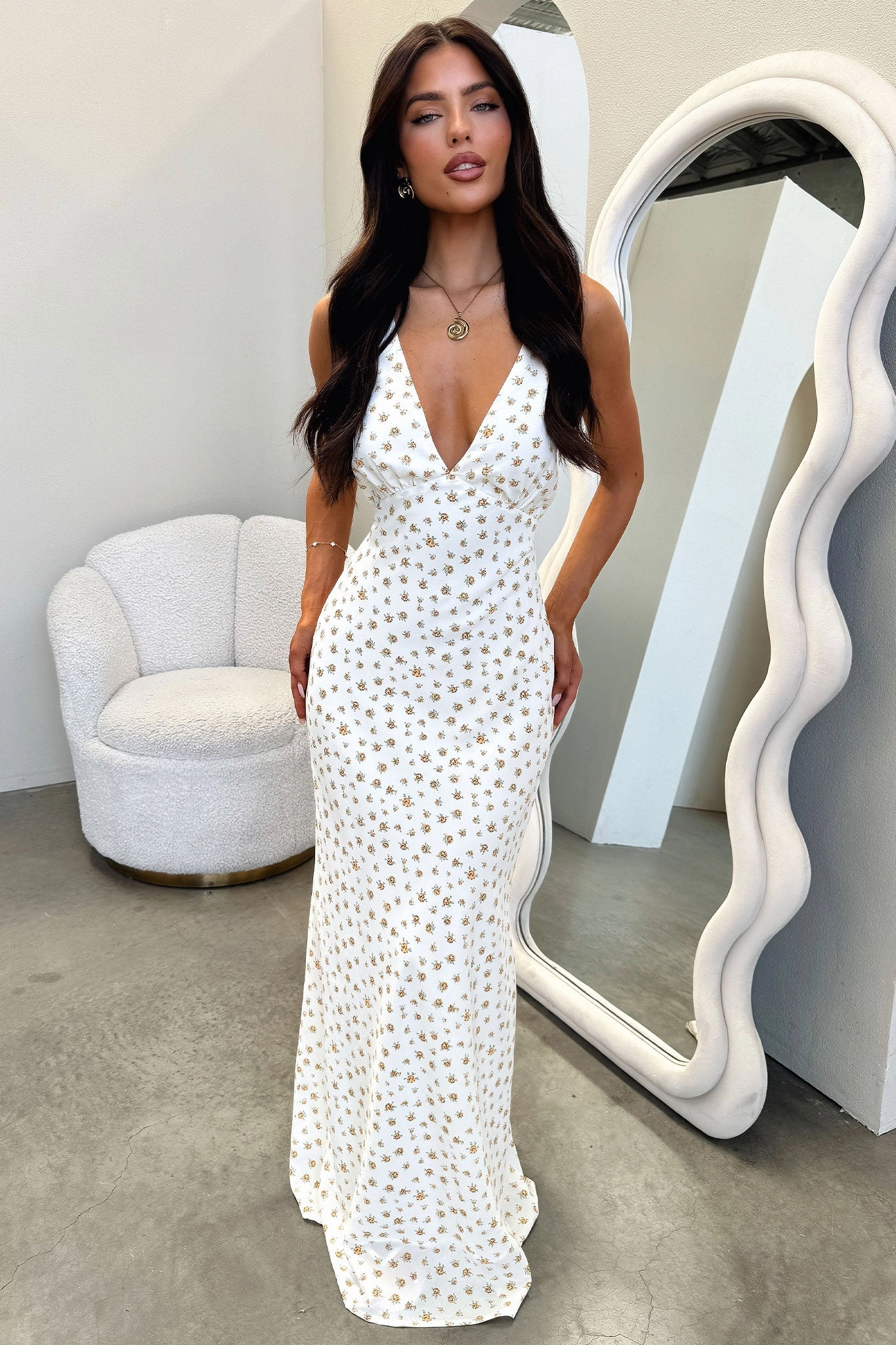 Refined Mood Naf V-Neck Maxi Dress - Yellow Floral