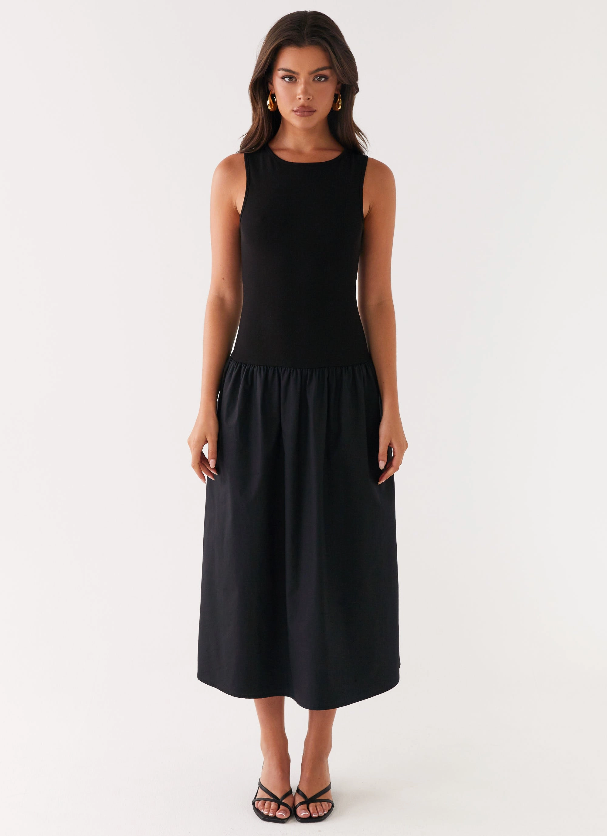 Duchess Midi Dress - Black Texture Flow