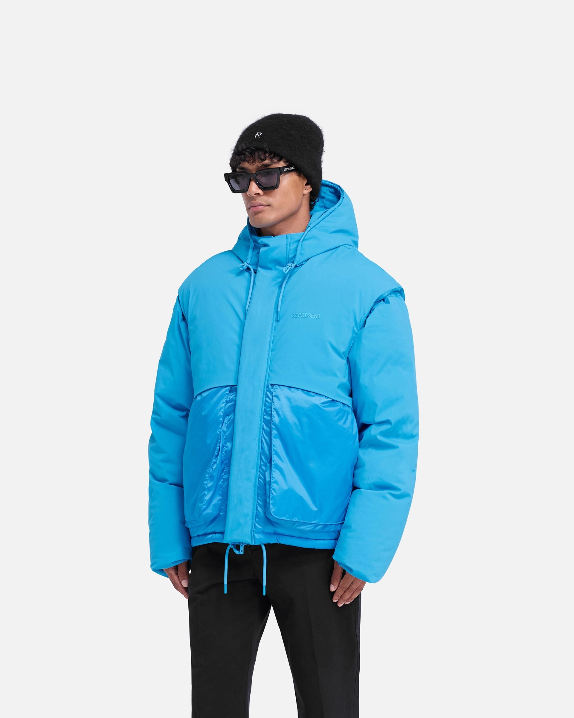 Style Staple Layered Hooded Puffer - Electric Blue