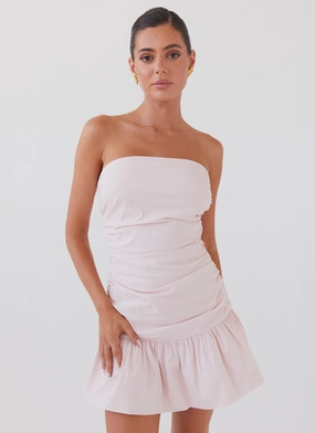 Skin Hug Elegant Piece Dear Taylor Ruched Mini Dress - Pink Cloud