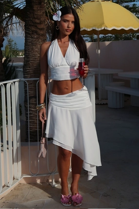Tropical Adventure Lisbon Midi Skirt - White