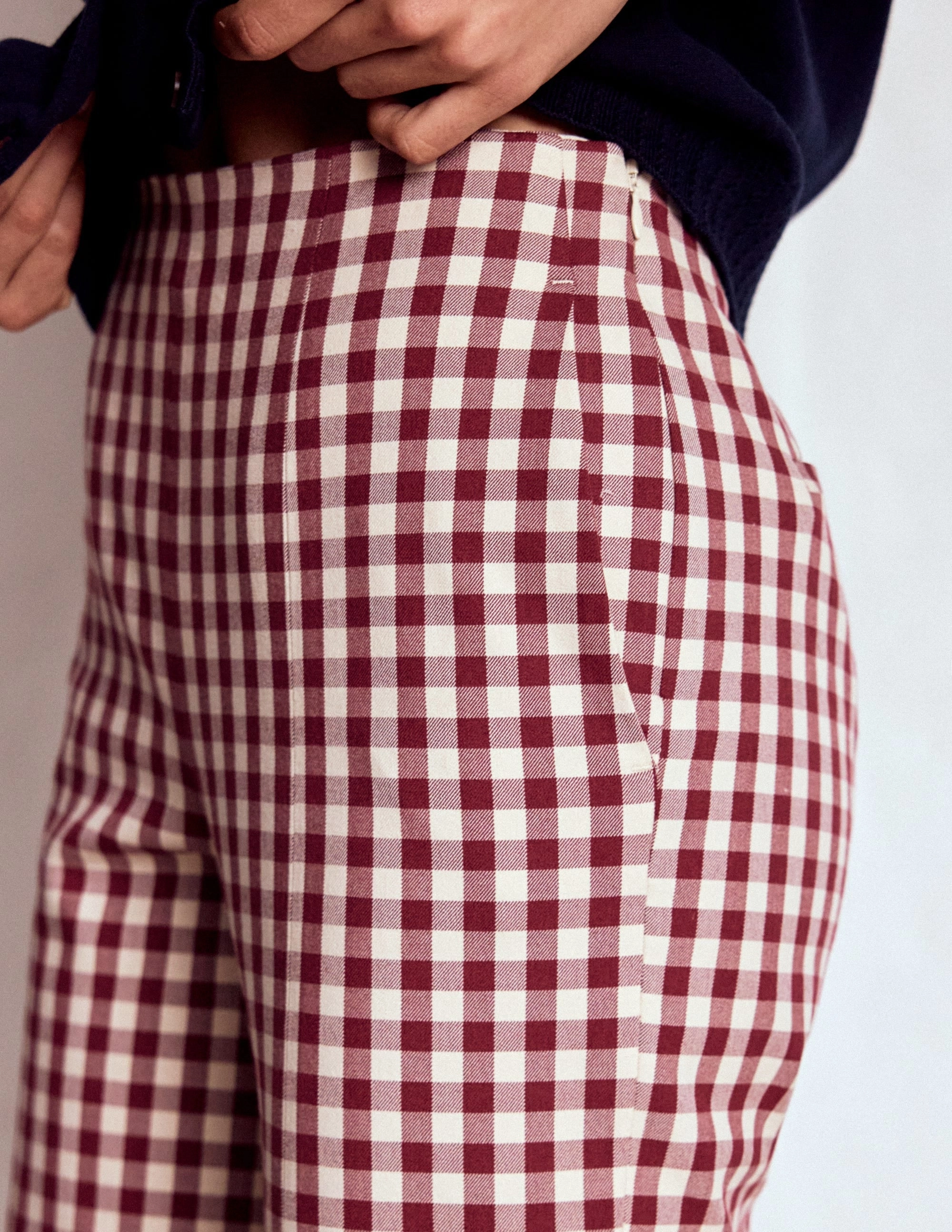 Smart 7/8 Trousers-Chestnut Gingham Soft Interior Smart Layering