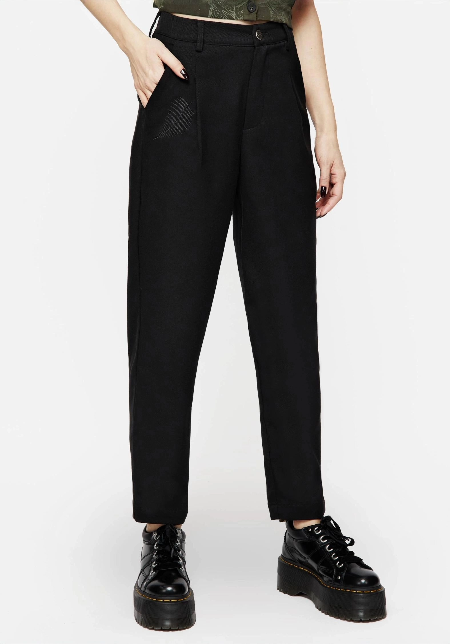 Marsilea Fern Embroidered Tapered Tailored Trousers TaperedLeg